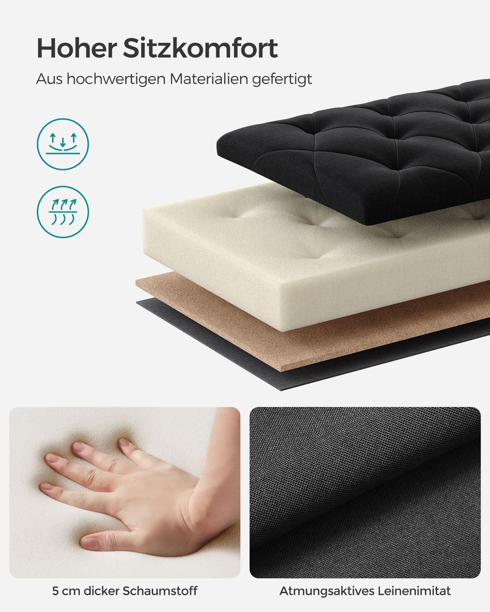 Sitzhocker mit Stauraum  40 x 110 x 40 cm tintenschwarz