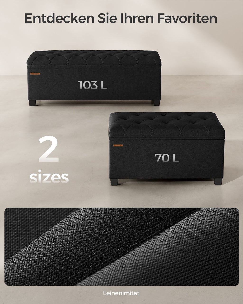 Sitzhocker mit Stauraum  40 x 110 x 40 cm tintenschwarz