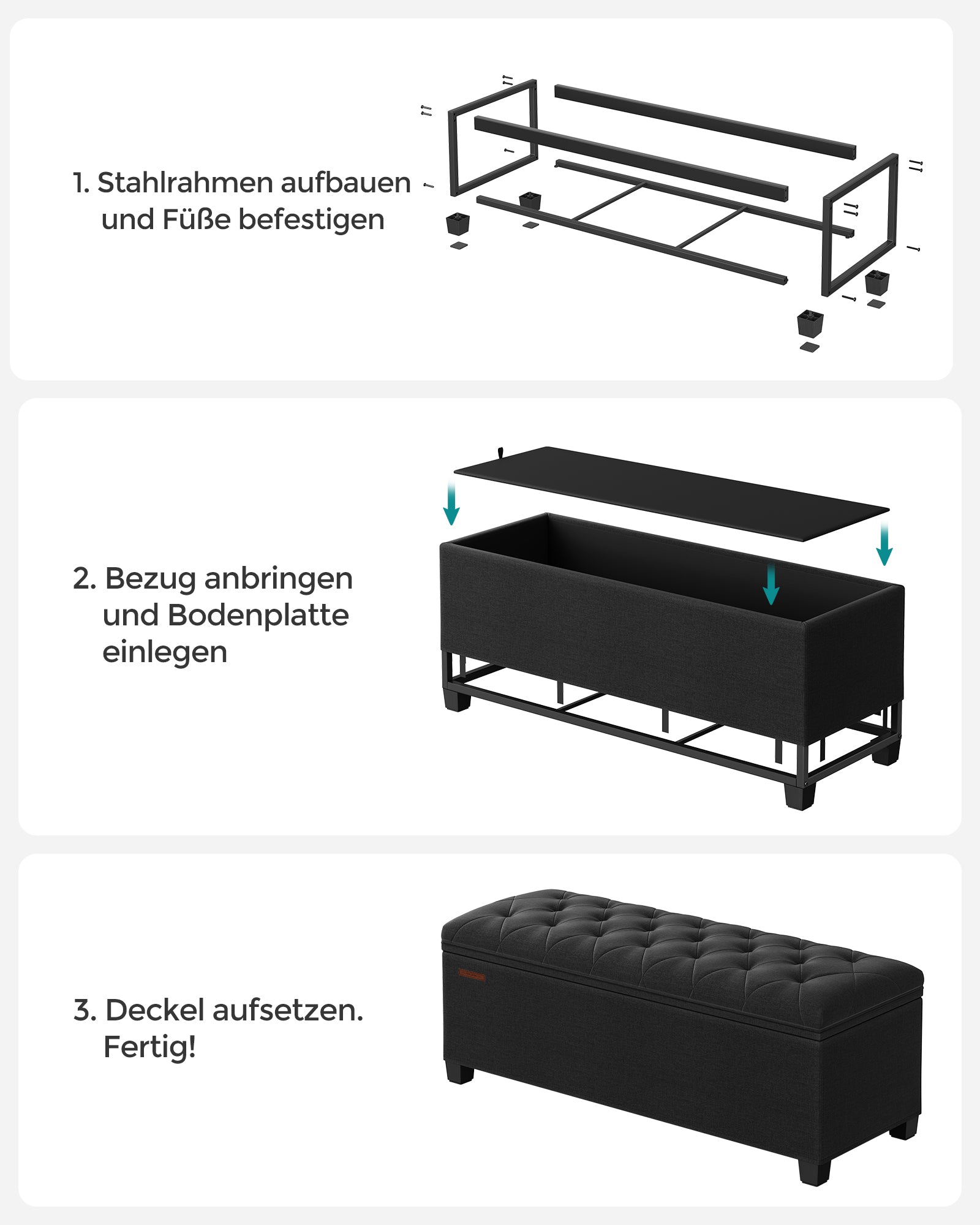 Sitzhocker mit Stauraum  40 x 110 x 40 cm tintenschwarz