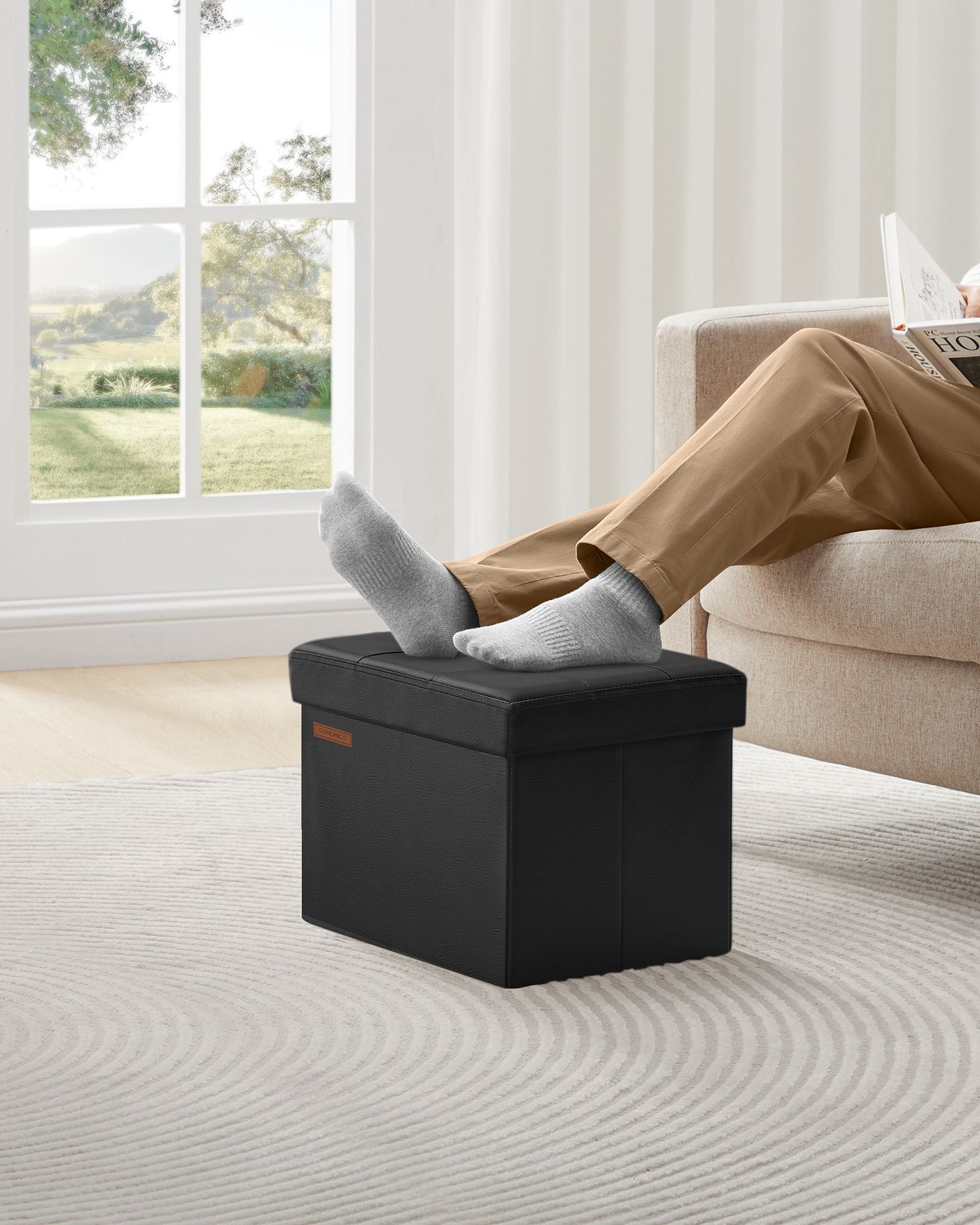 Klappbarer Sitzbank mit Stauraum 41 cm tintenschwarz