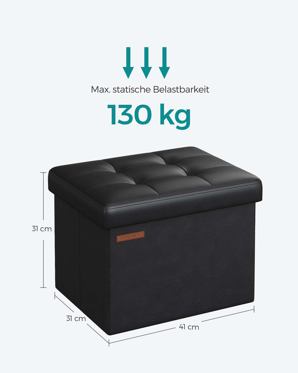 Klappbarer Sitzbank mit Stauraum 41 cm tintenschwarz