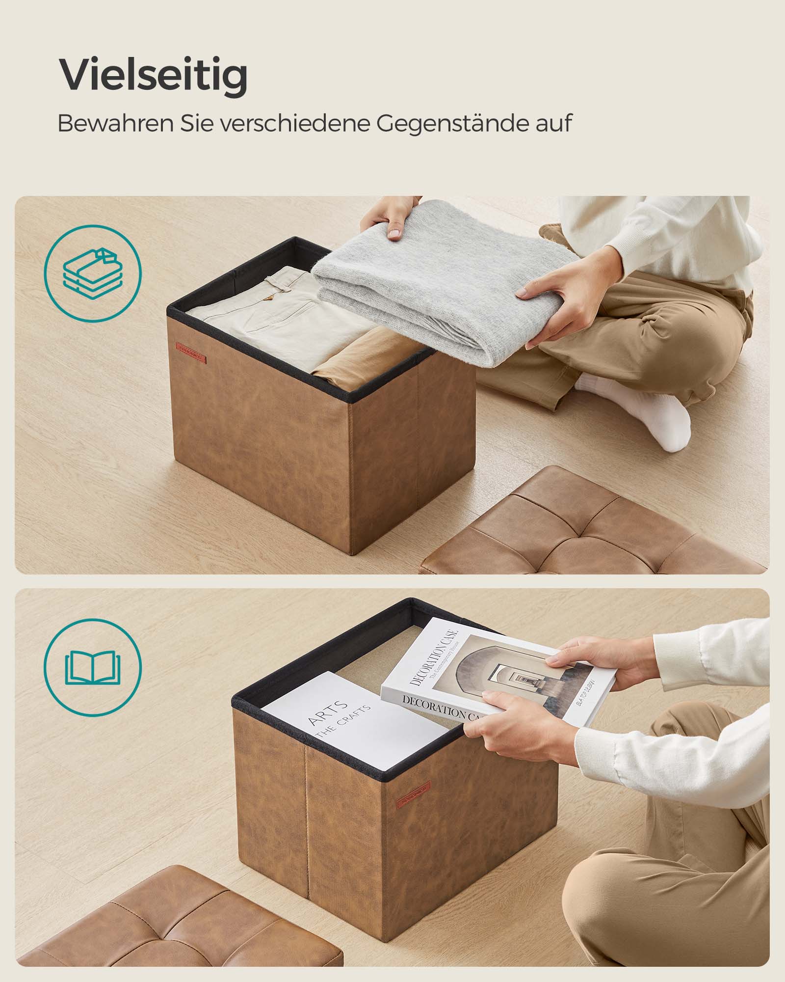 Klappbarer Sitzbank mit Stauraum 41 cm kaffeebraun