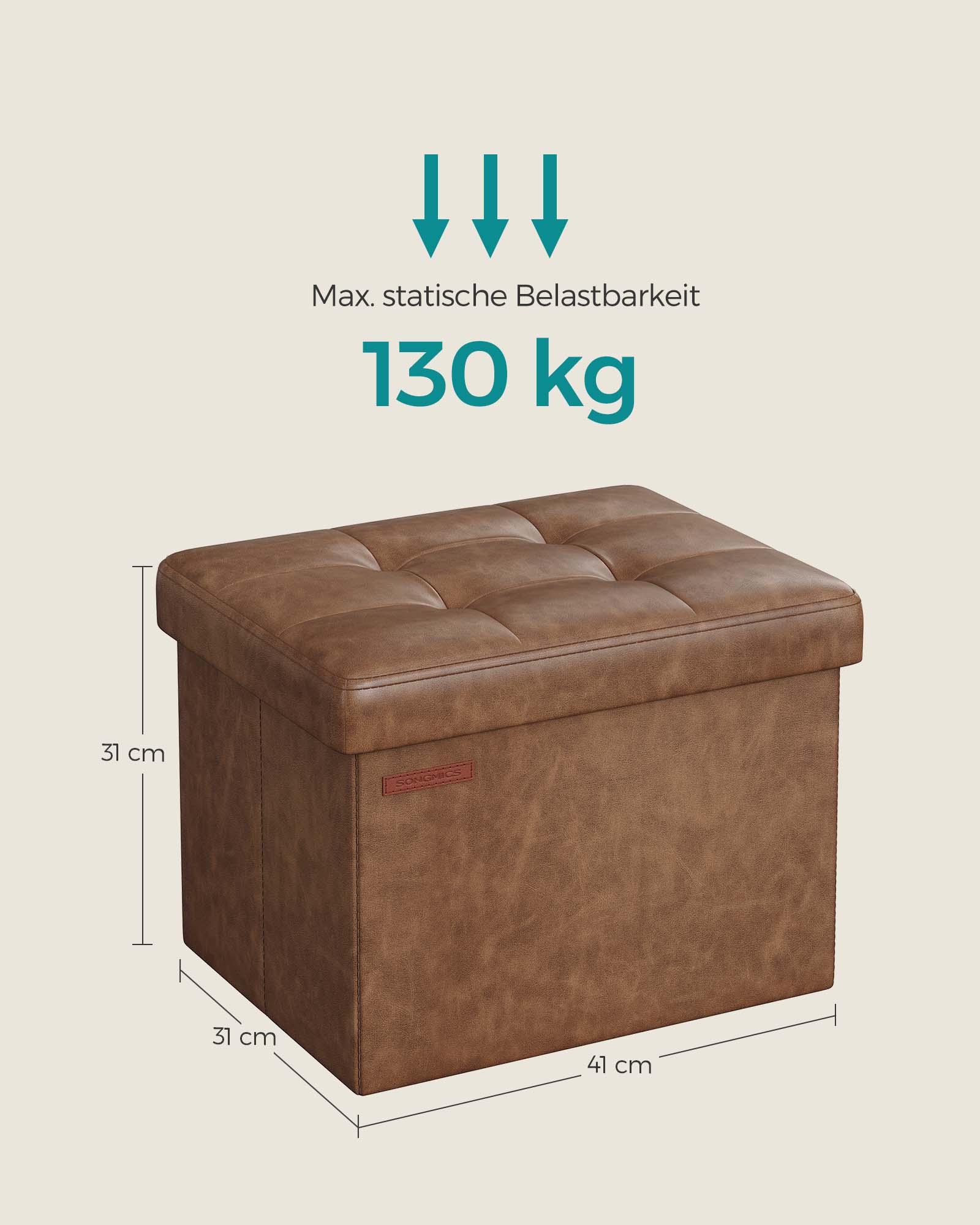 Klappbarer Sitzbank mit Stauraum 41 cm kaffeebraun