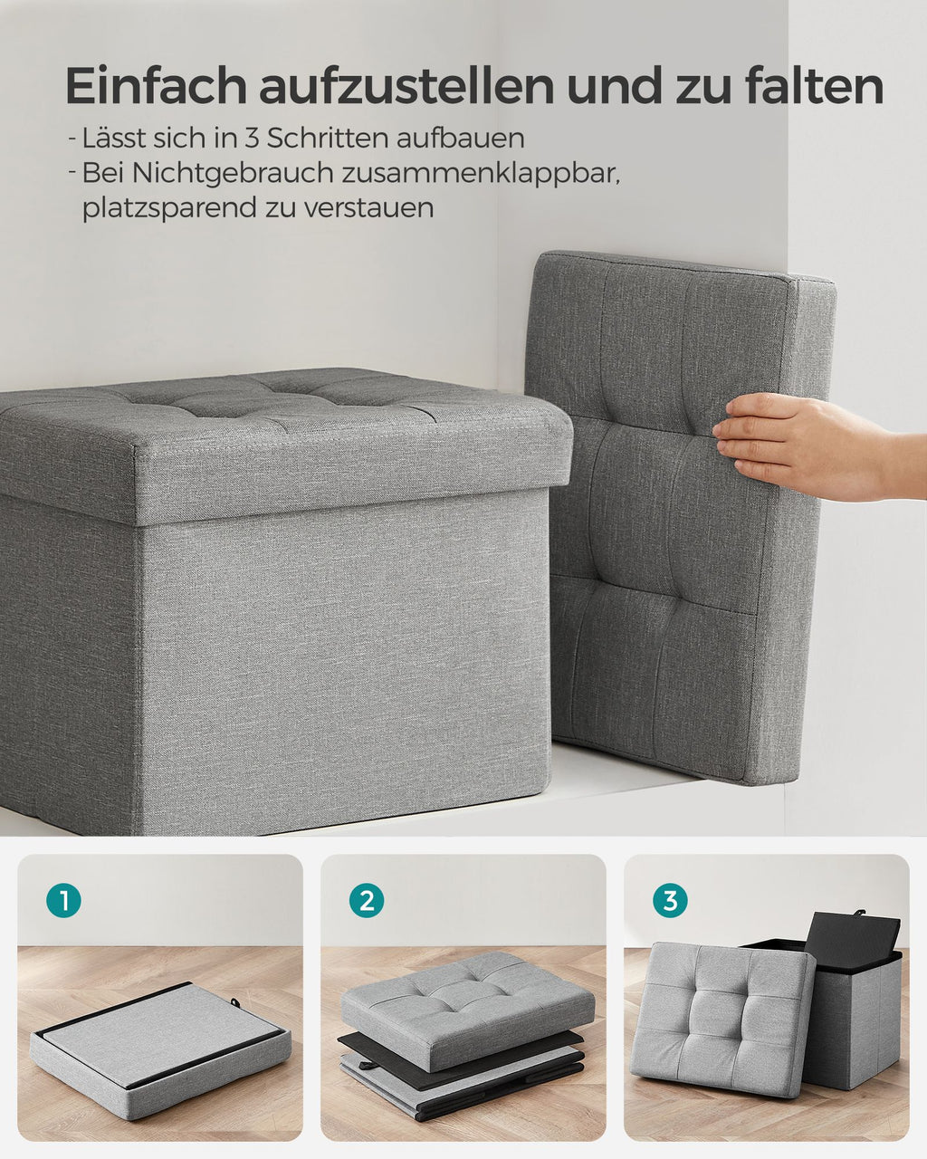 41 cm Sitzbank mit Stauraum hellgrau
