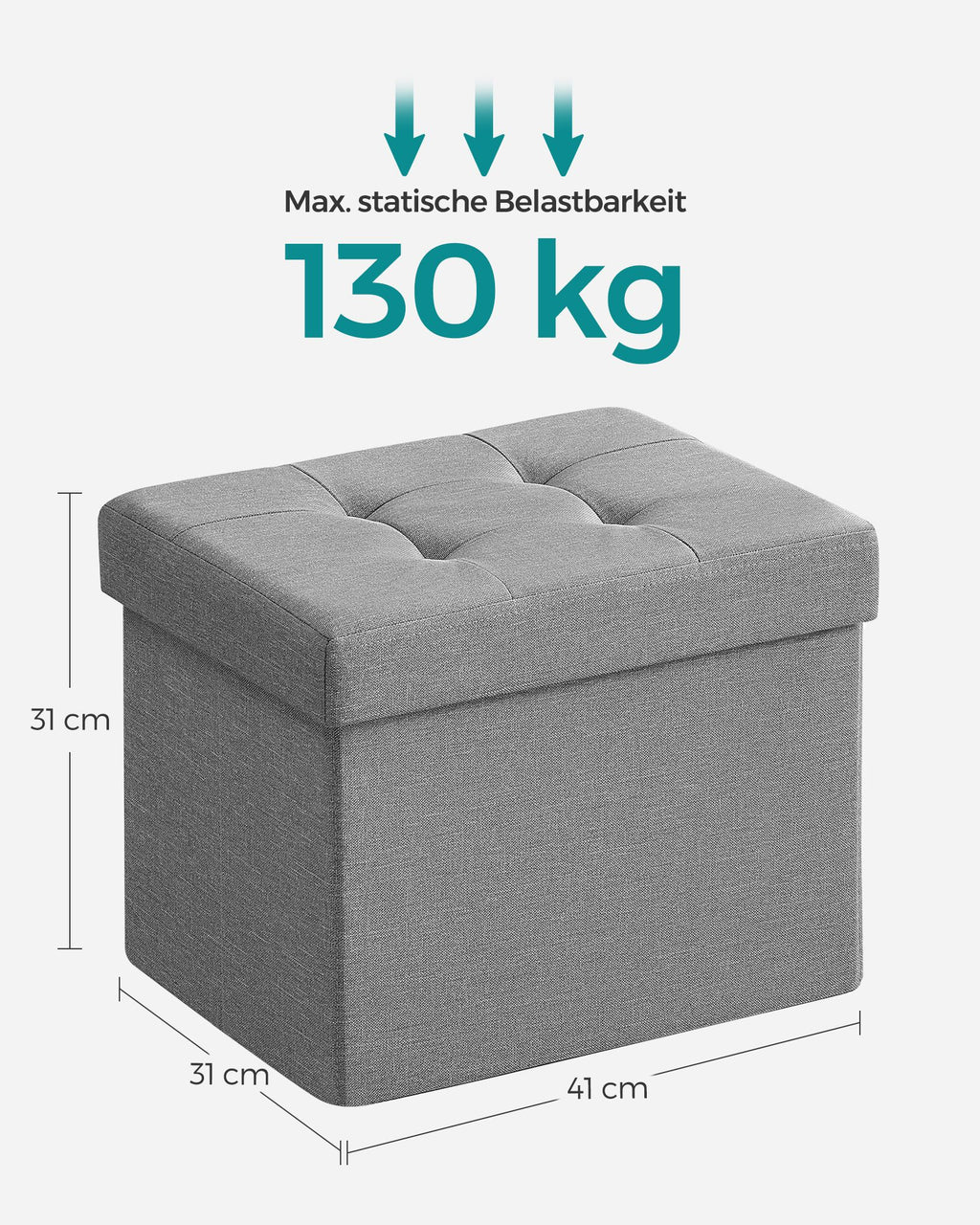 41 cm Sitzbank mit Stauraum hellgrau