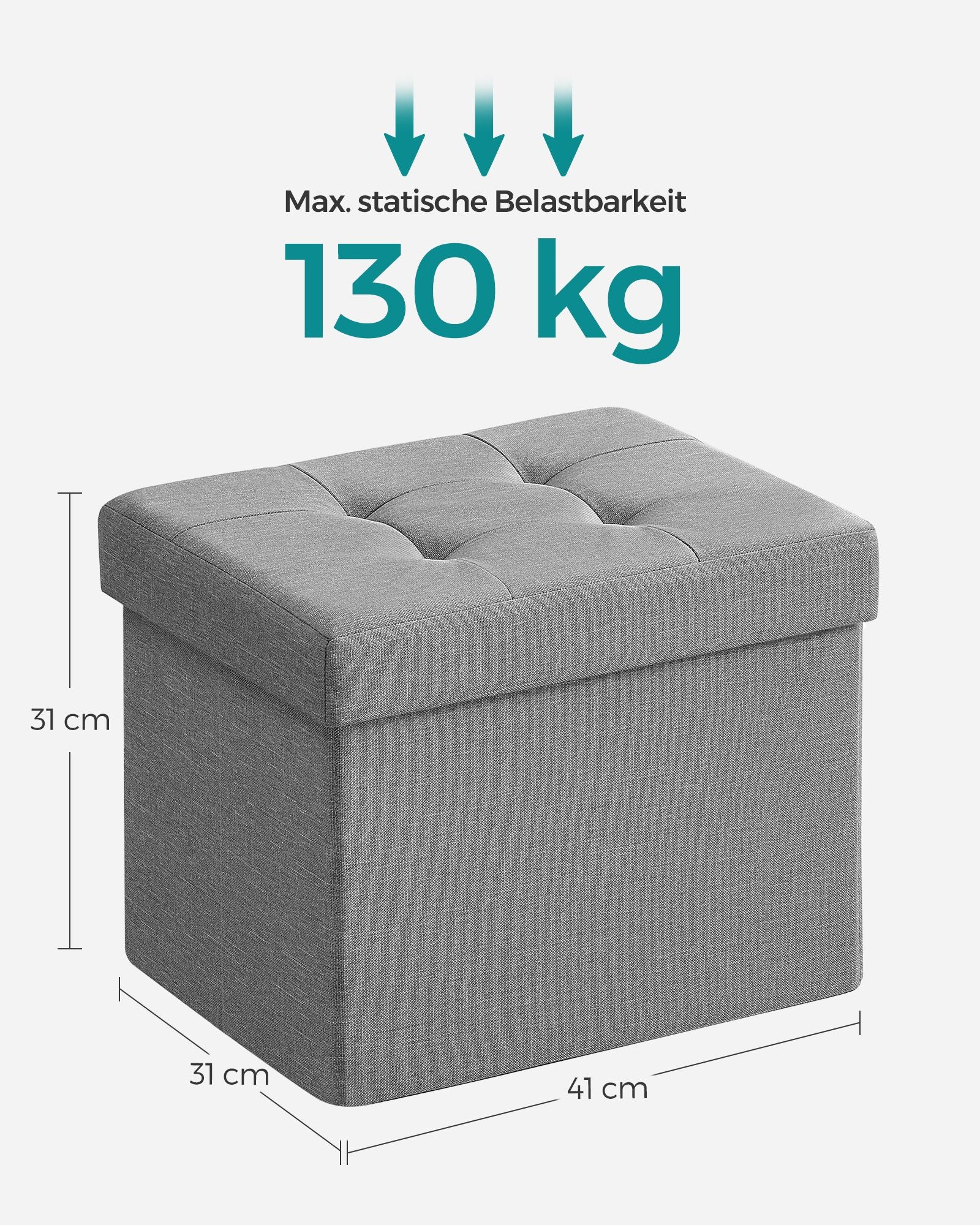 41 cm Sitzbank mit Stauraum hellgrau