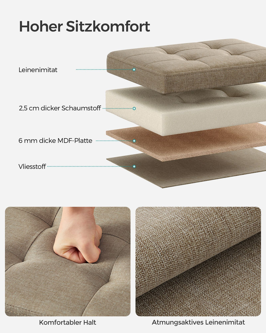 Sitzbank mit Stauraum helltaupe