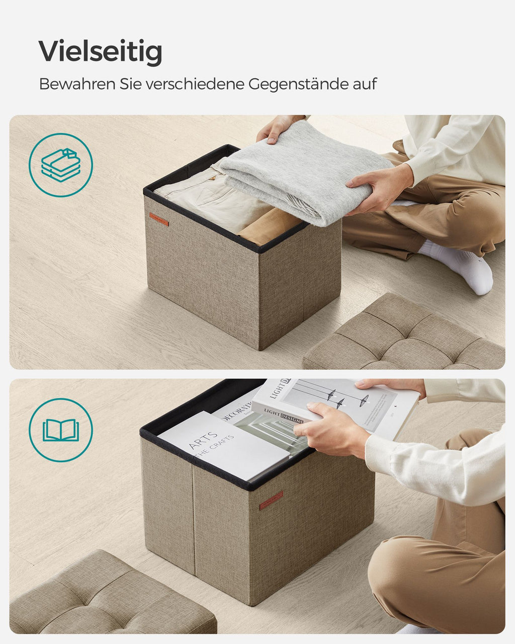 Sitzbank mit Stauraum helltaupe