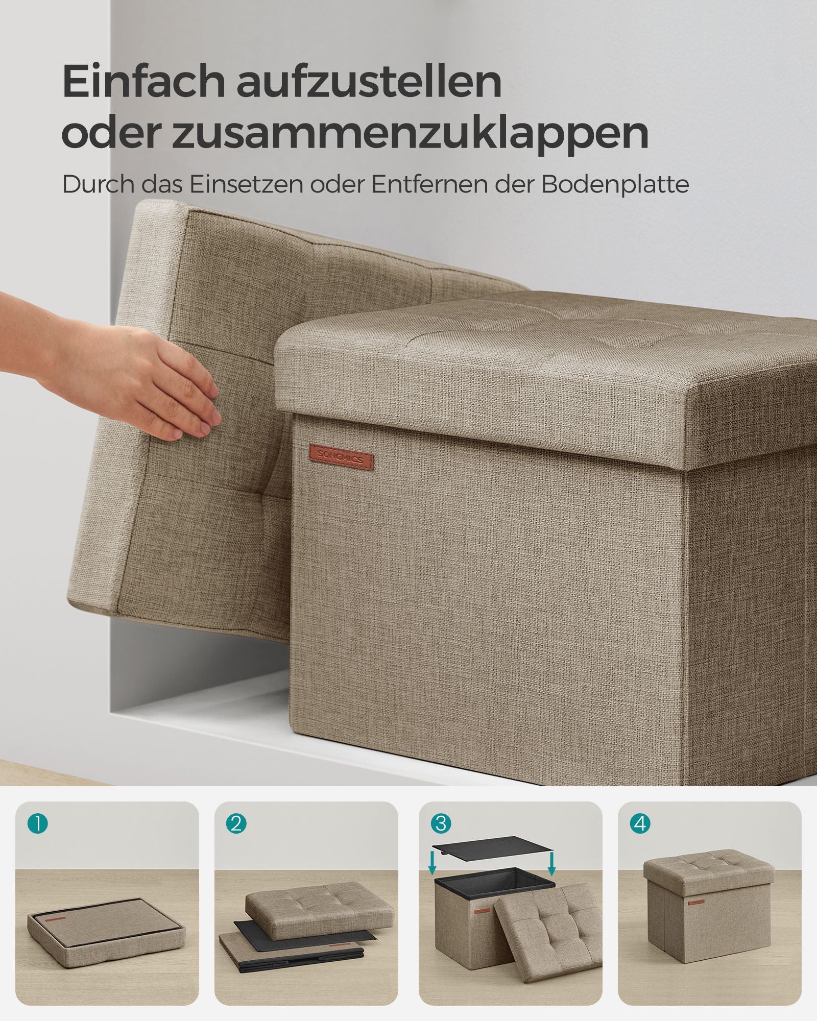 Sitzbank mit Stauraum helltaupe