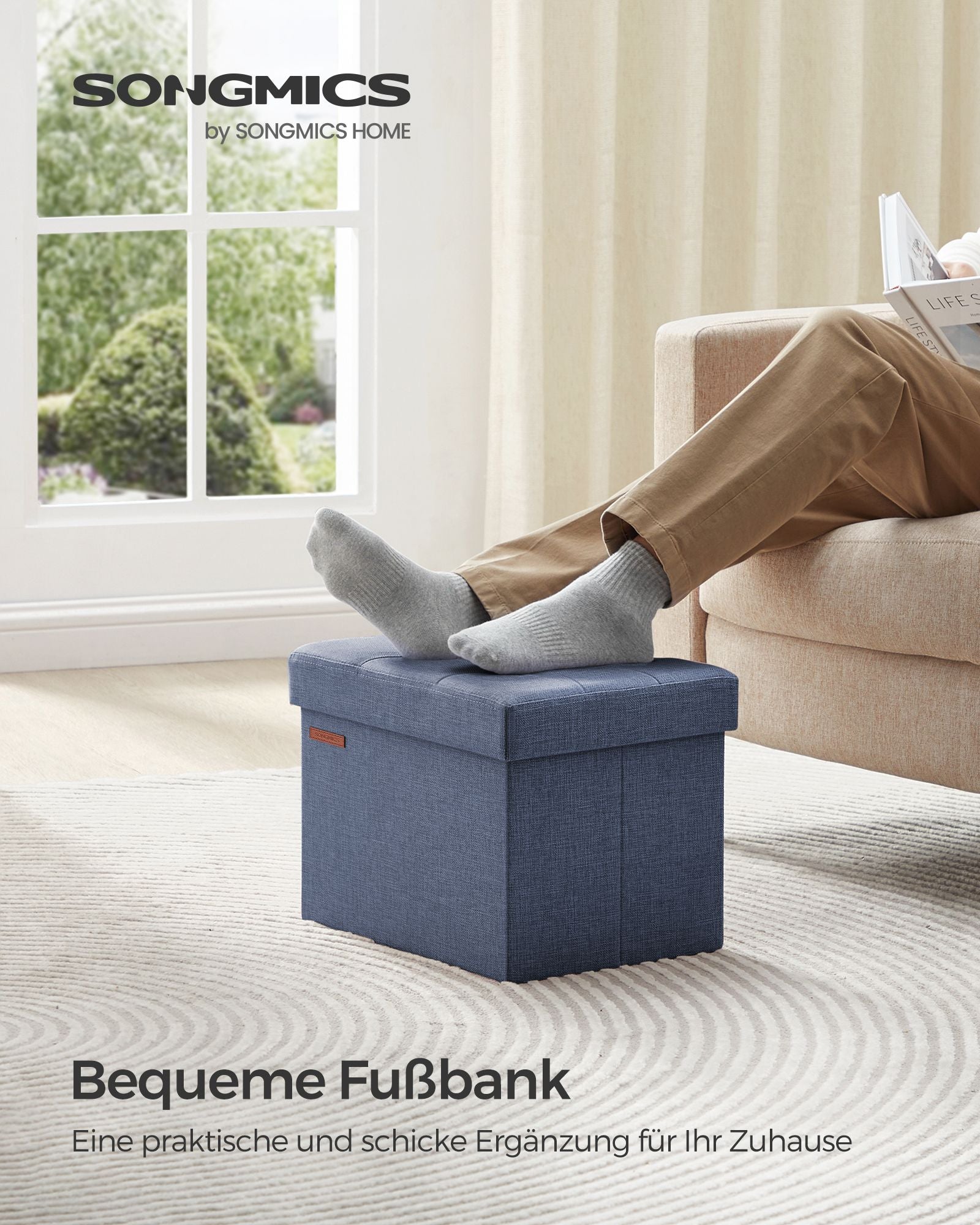 Sitzbank mit Stauraum helldenimblau