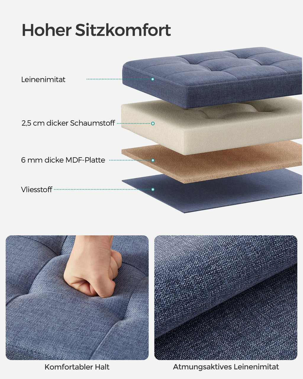 Sitzbank mit Stauraum helldenimblau