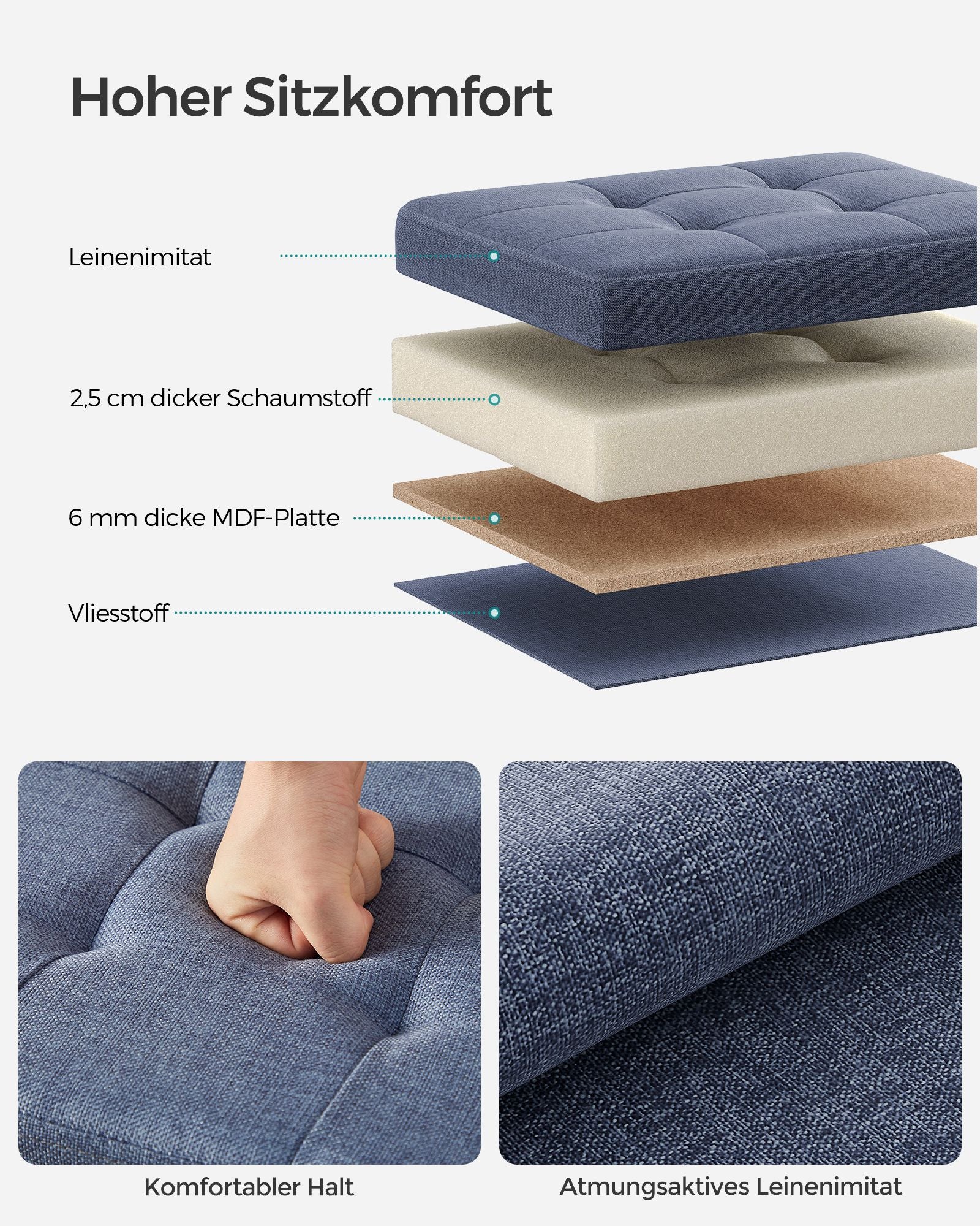 Sitzbank mit Stauraum helldenimblau