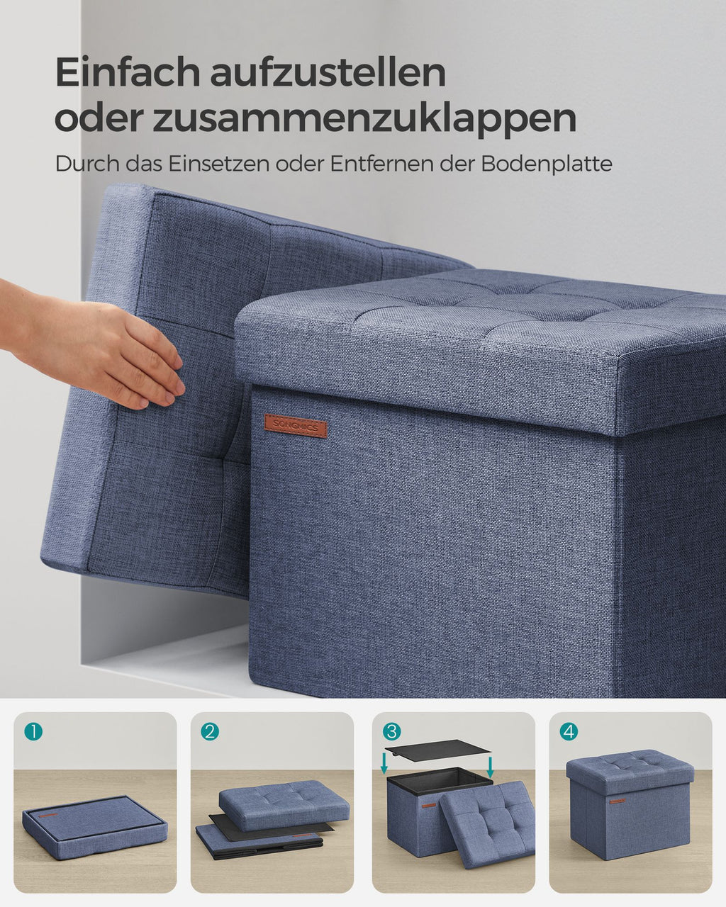 Sitzbank mit Stauraum helldenimblau