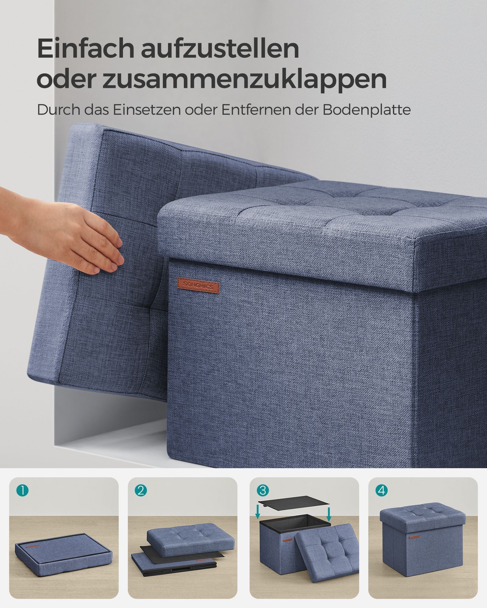 Sitzbank mit Stauraum helldenimblau