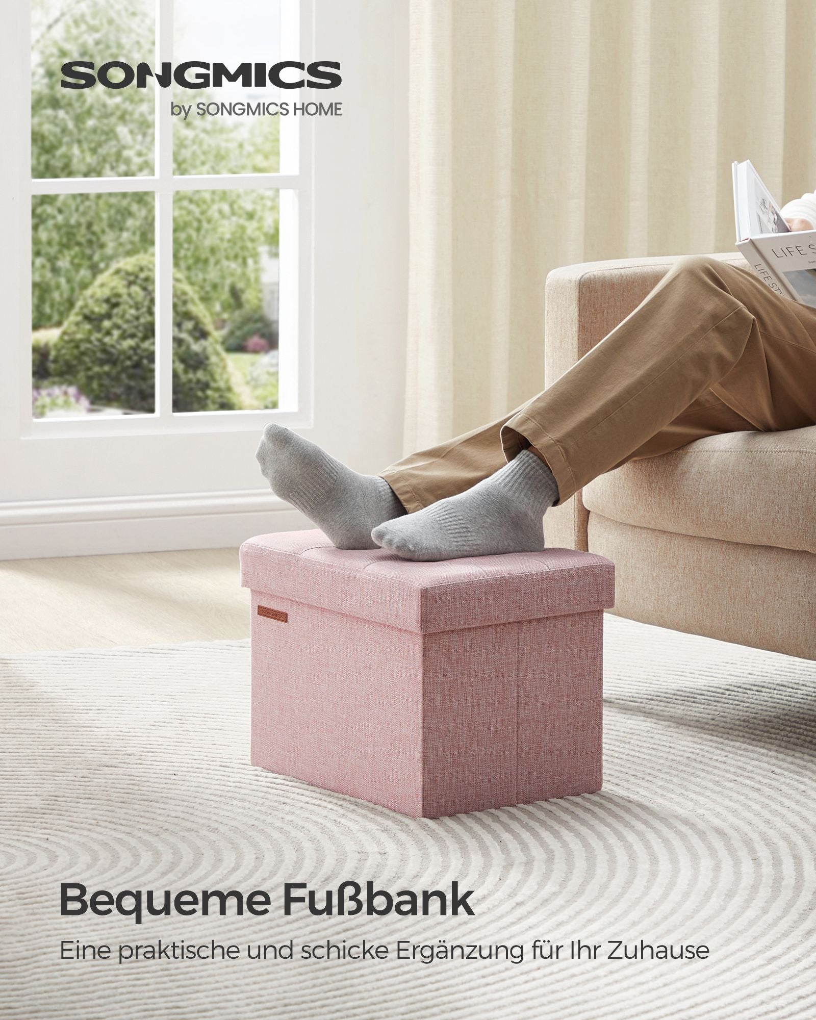 Sitzbank mit Stauraum pastellrosa