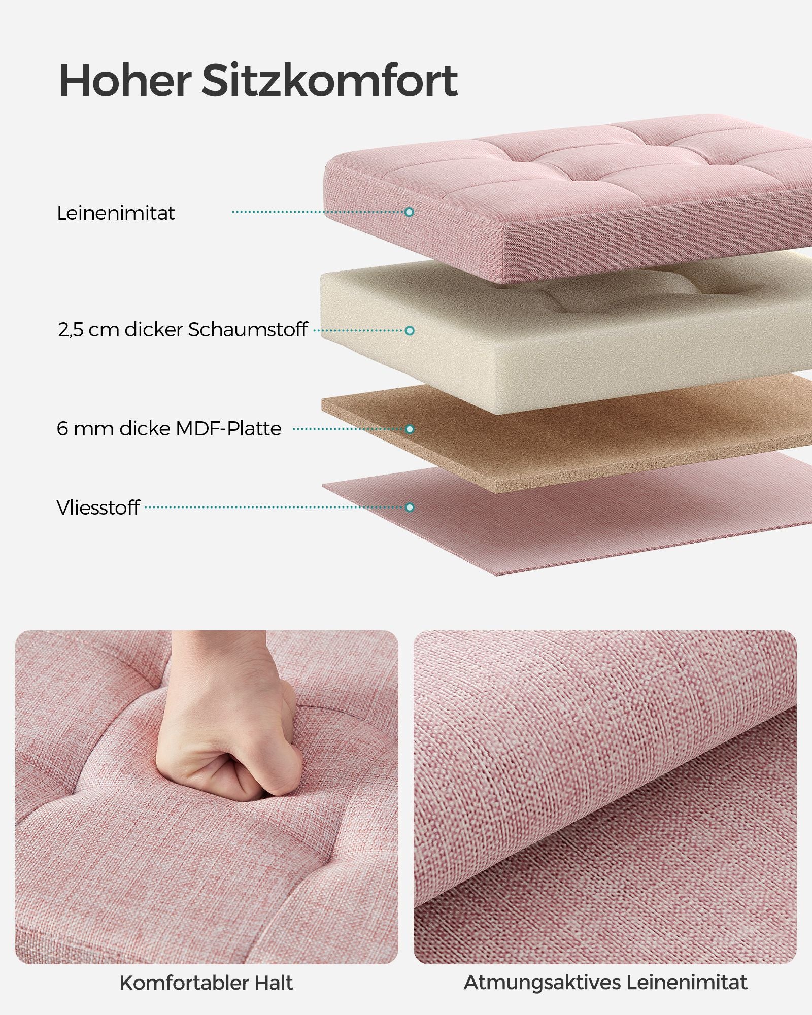 Sitzbank mit Stauraum pastellrosa