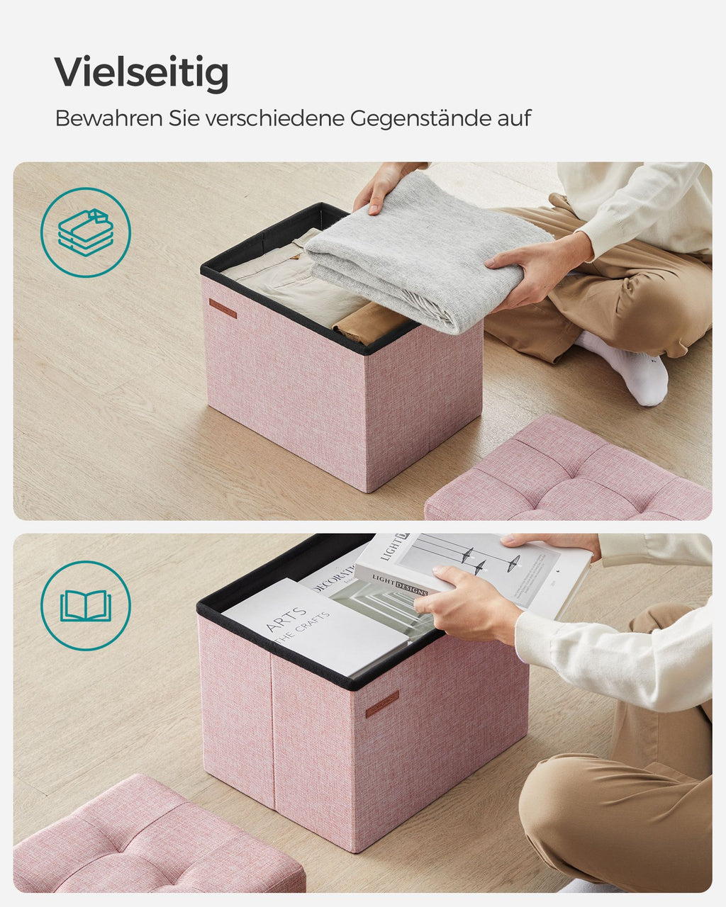 Sitzbank mit Stauraum pastellrosa
