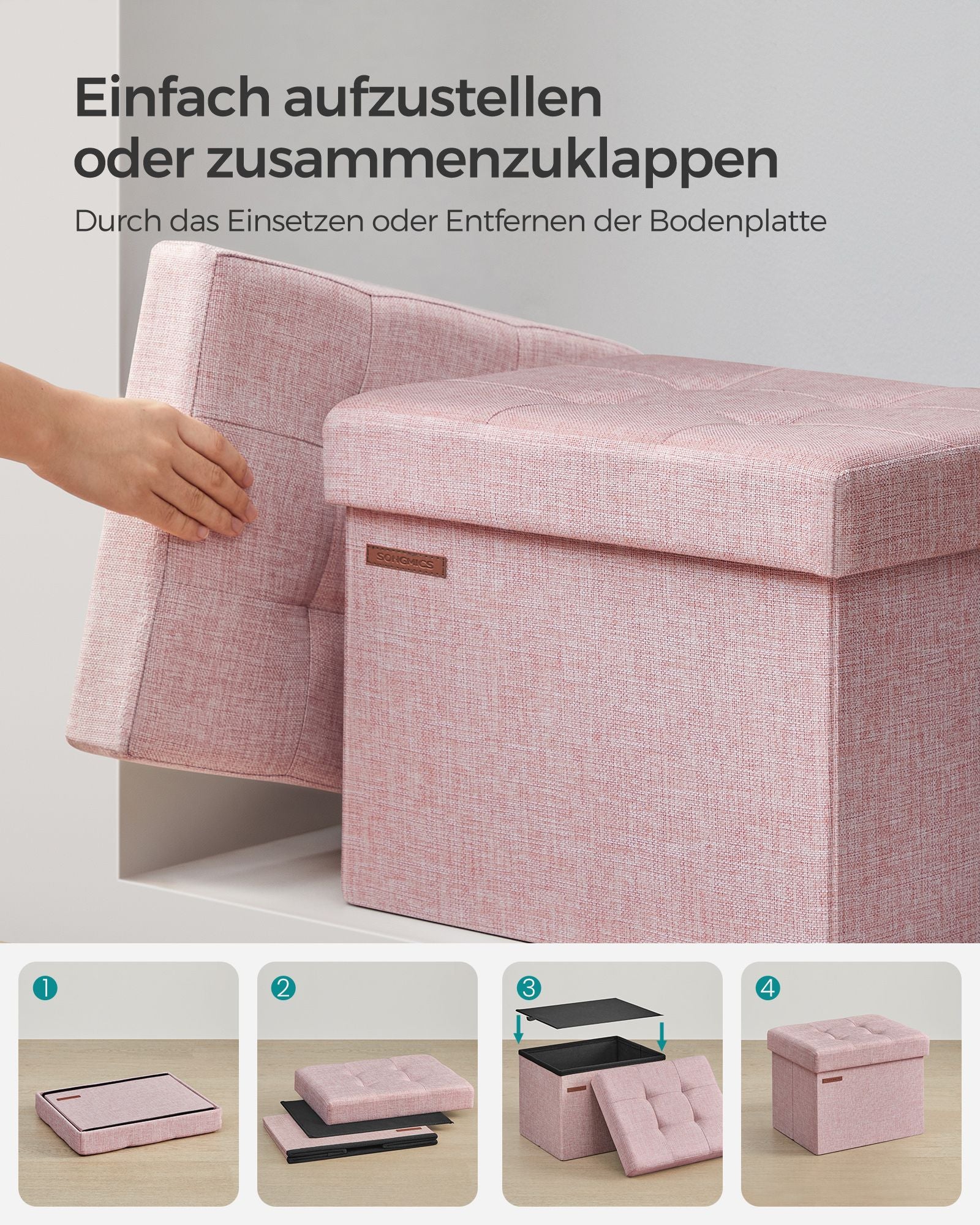 Sitzbank mit Stauraum pastellrosa