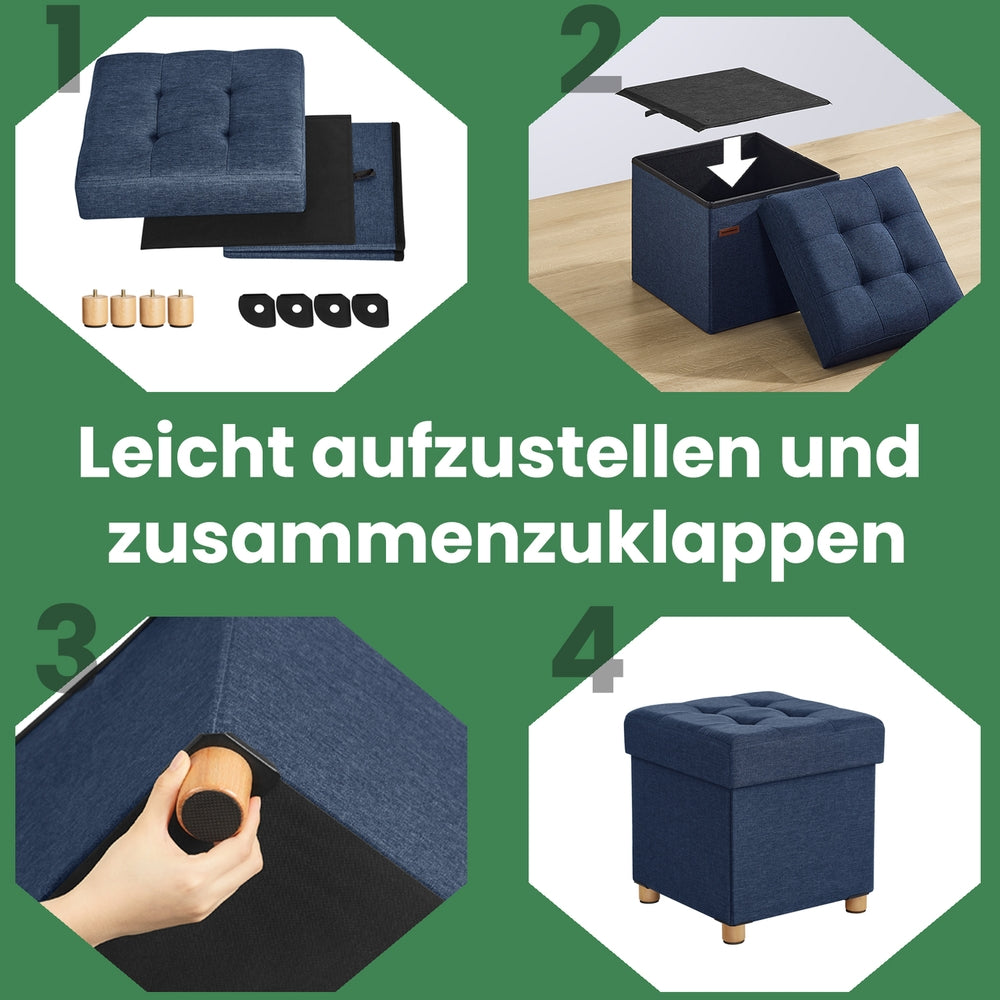 Sitzhocker mit Stauraum, kleine klappbare Sitzbank, 32