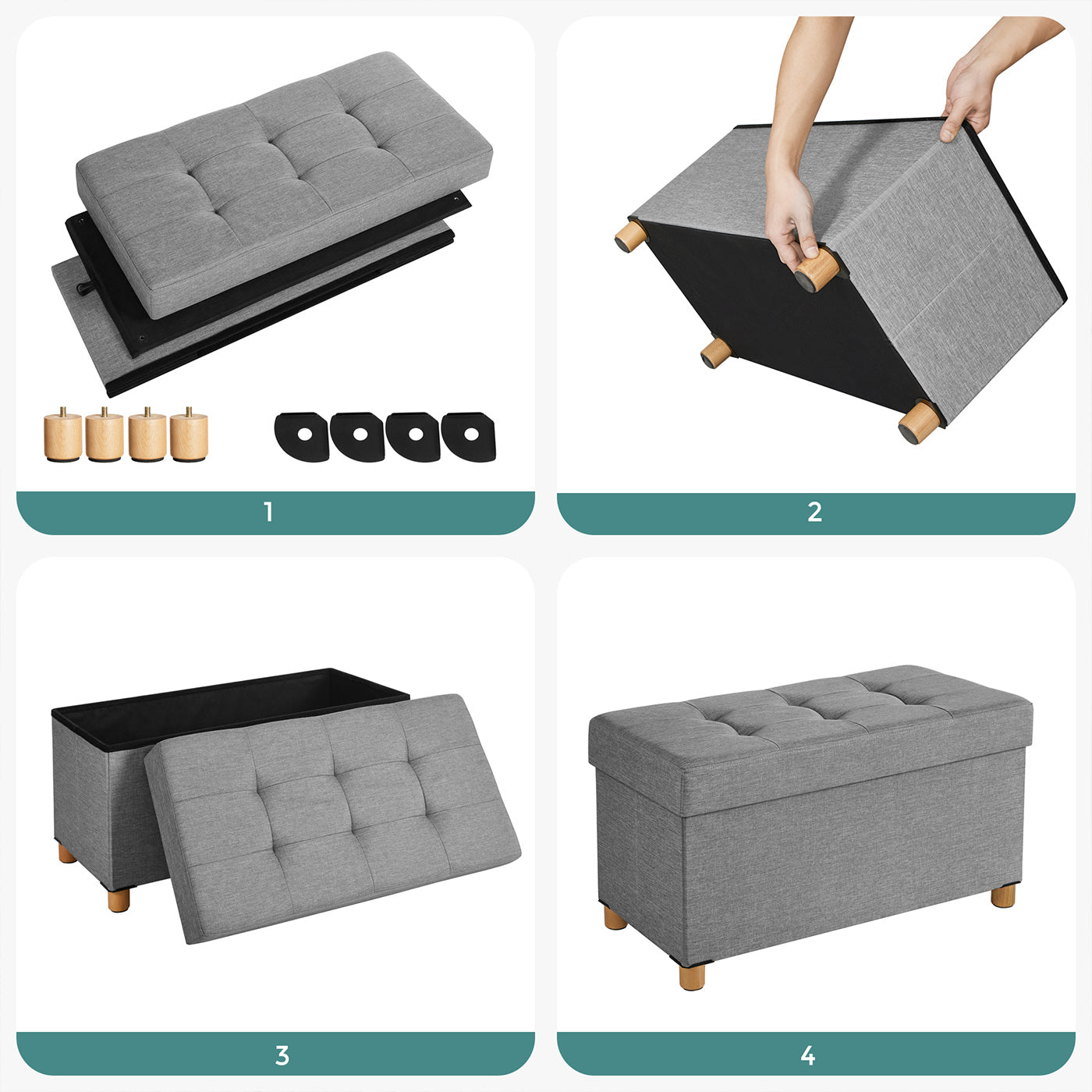 Sitzhocker mit Stauraum Hellgrau