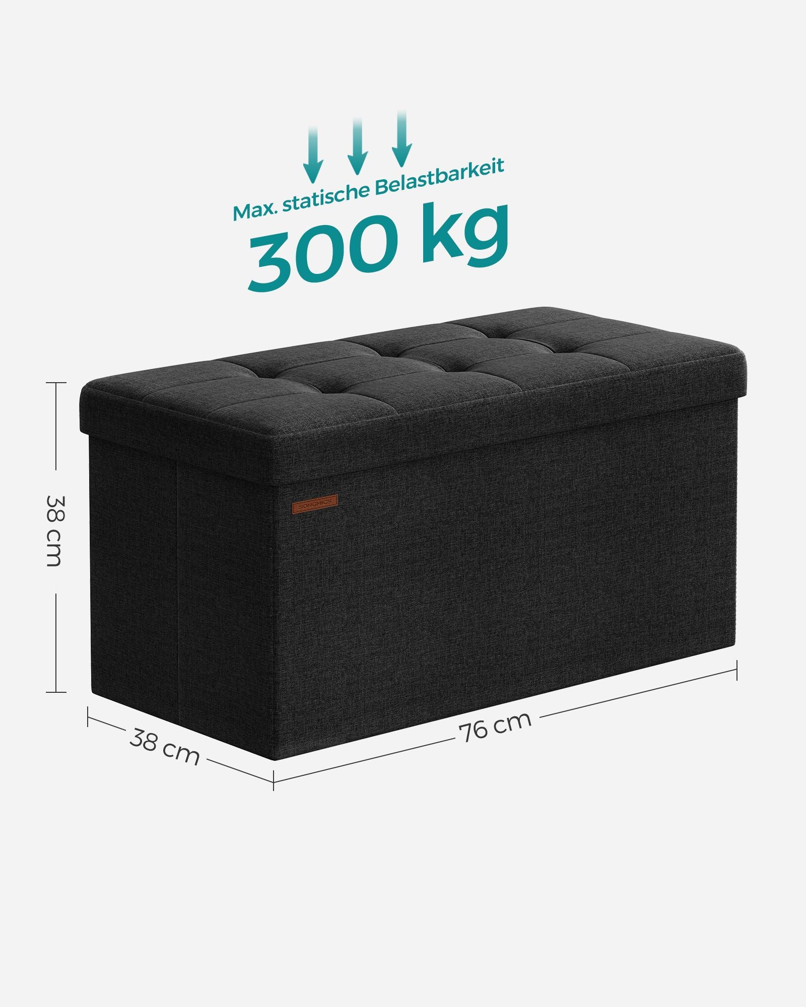 Sitzbank 76 cm klappbar mit Stauraum schwarz