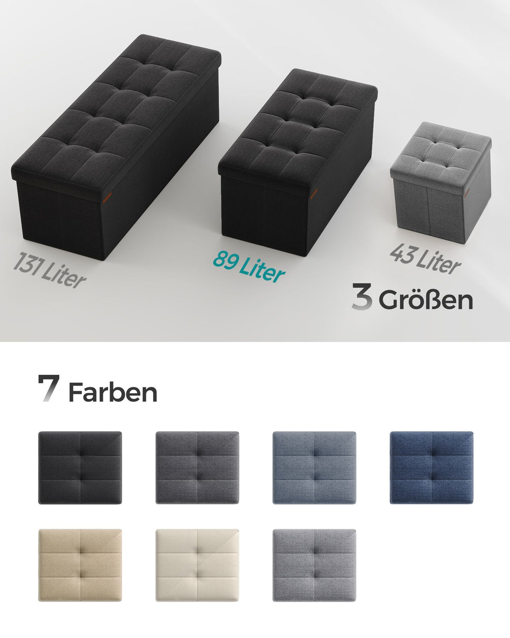 Sitzbank 76 cm klappbar mit Stauraum schwarz