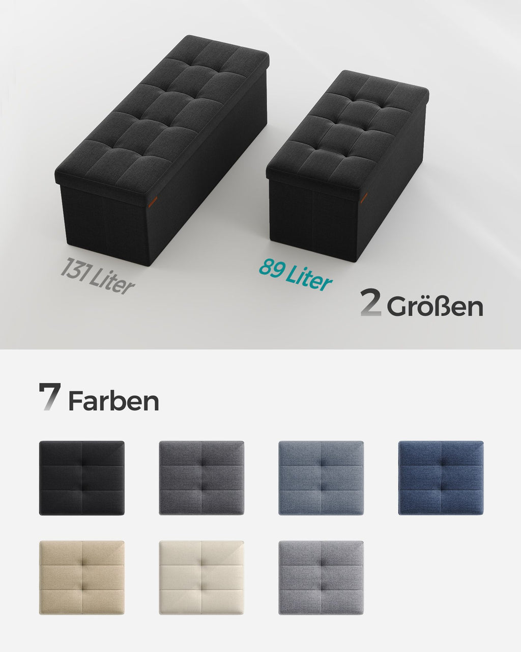 Sitzbank 76 cm klappbar mit Stauraum schwarz