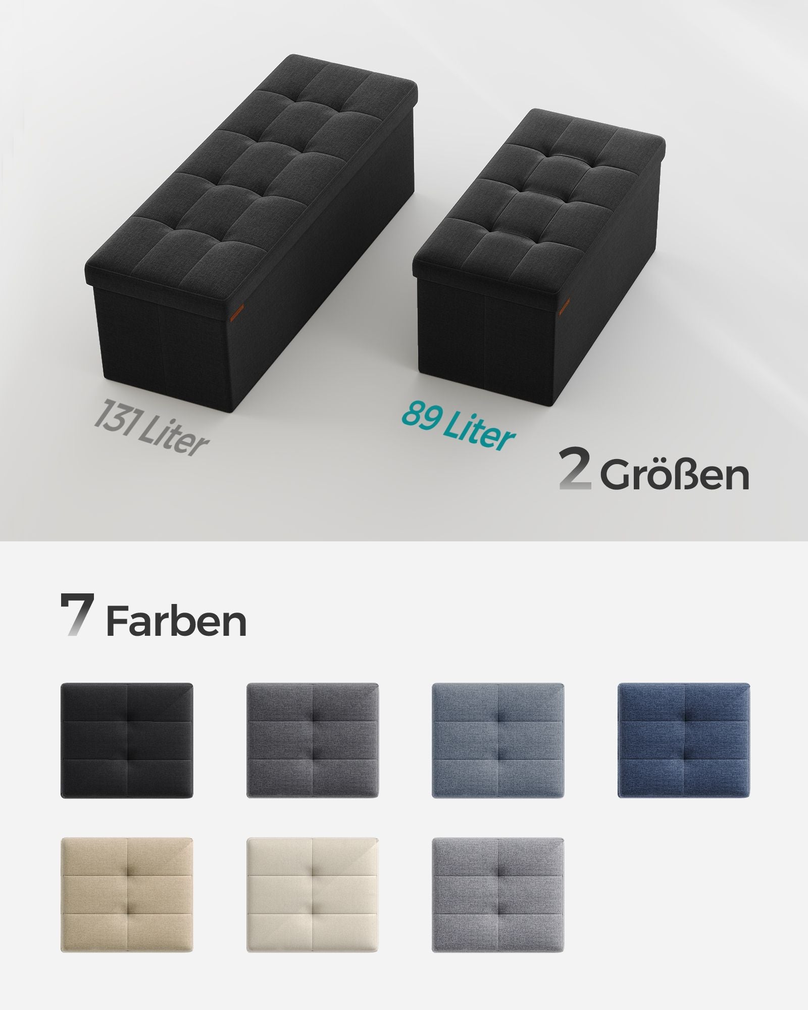 Sitzbank 76 cm klappbar mit Stauraum schwarz