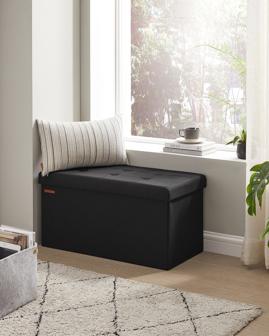 Sitzbank 76 cm klappbar mit Stauraum schwarz