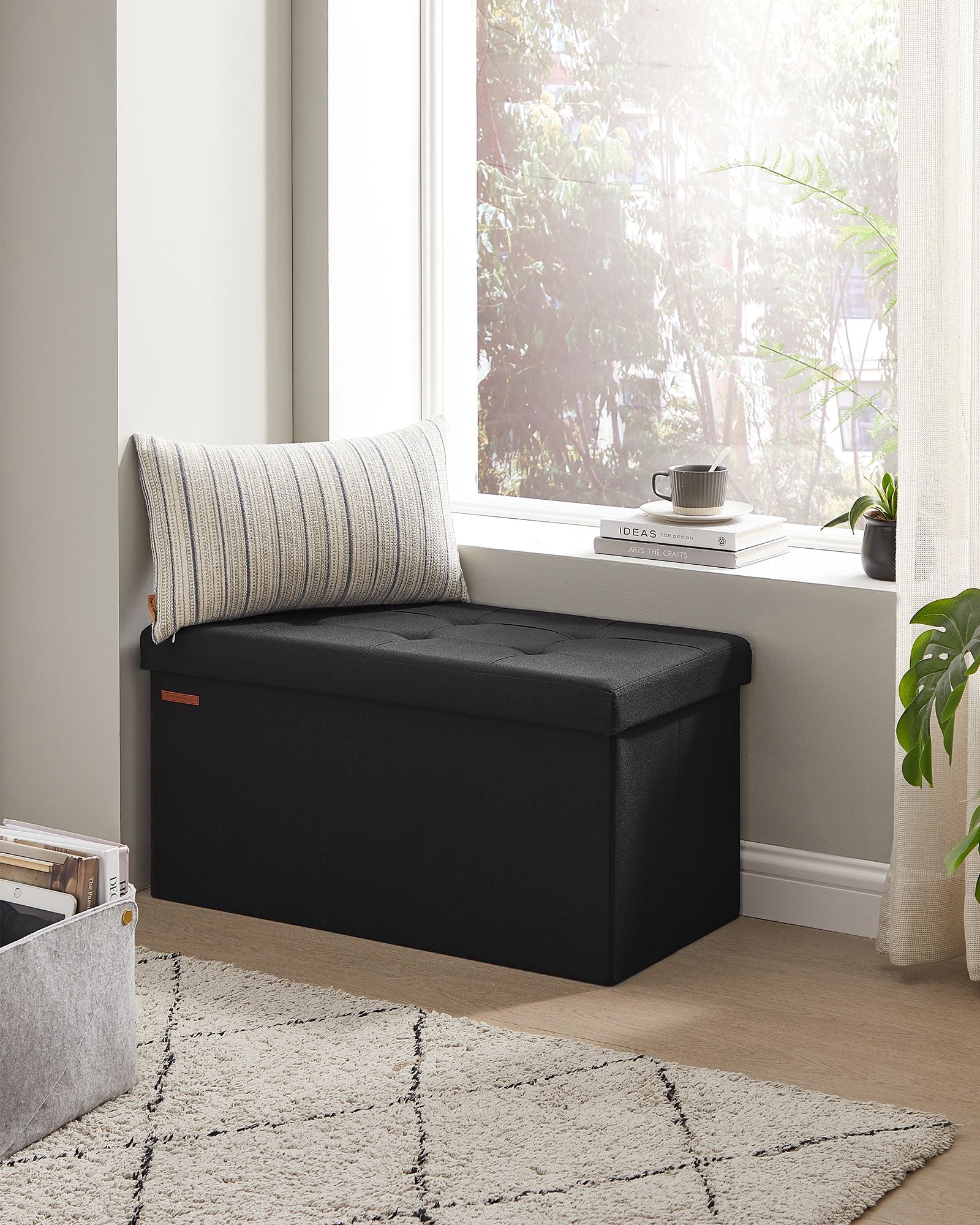 Sitzbank 76 cm klappbar mit Stauraum schwarz