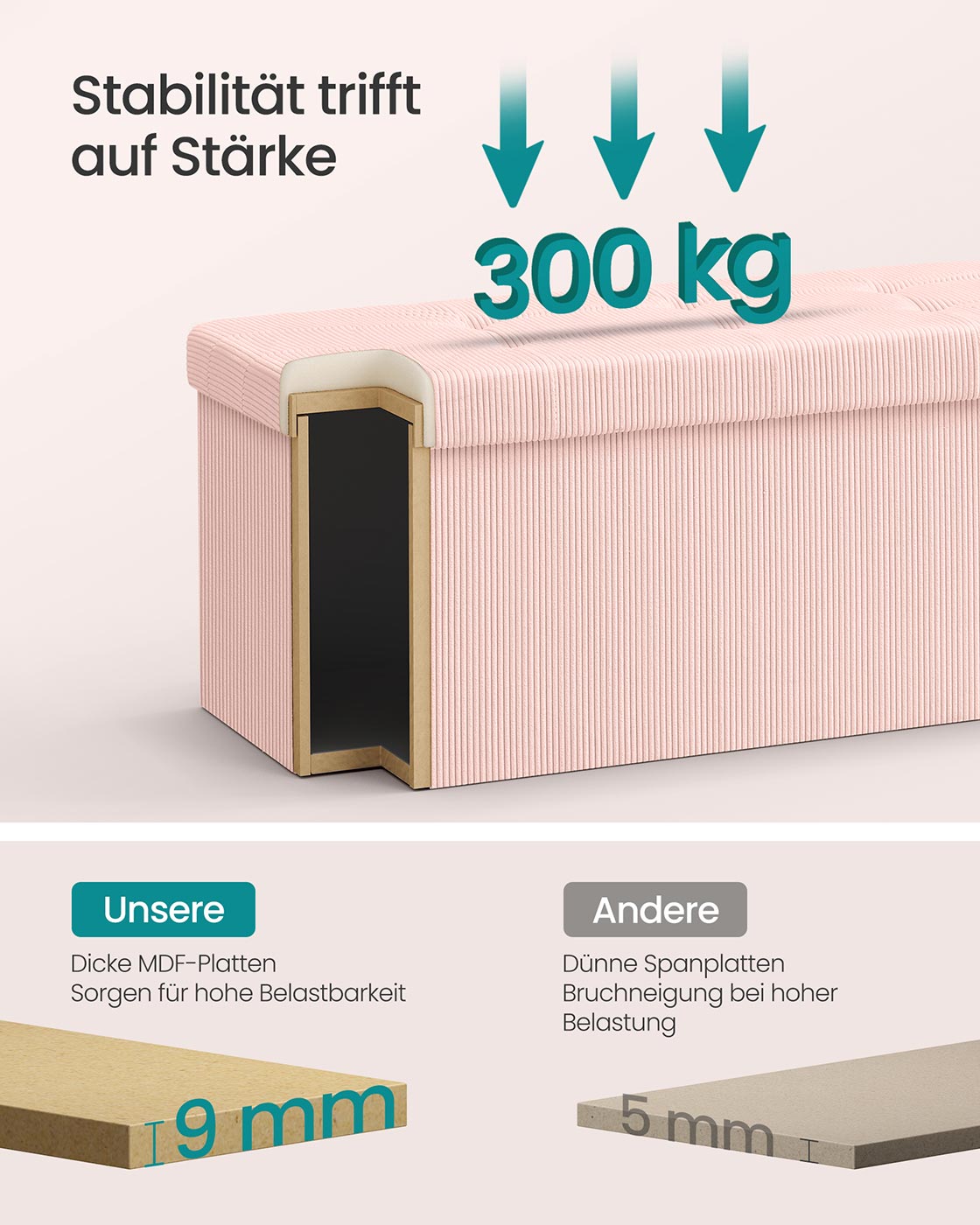 Sitzbank mit Stauraum und klappbarem Design