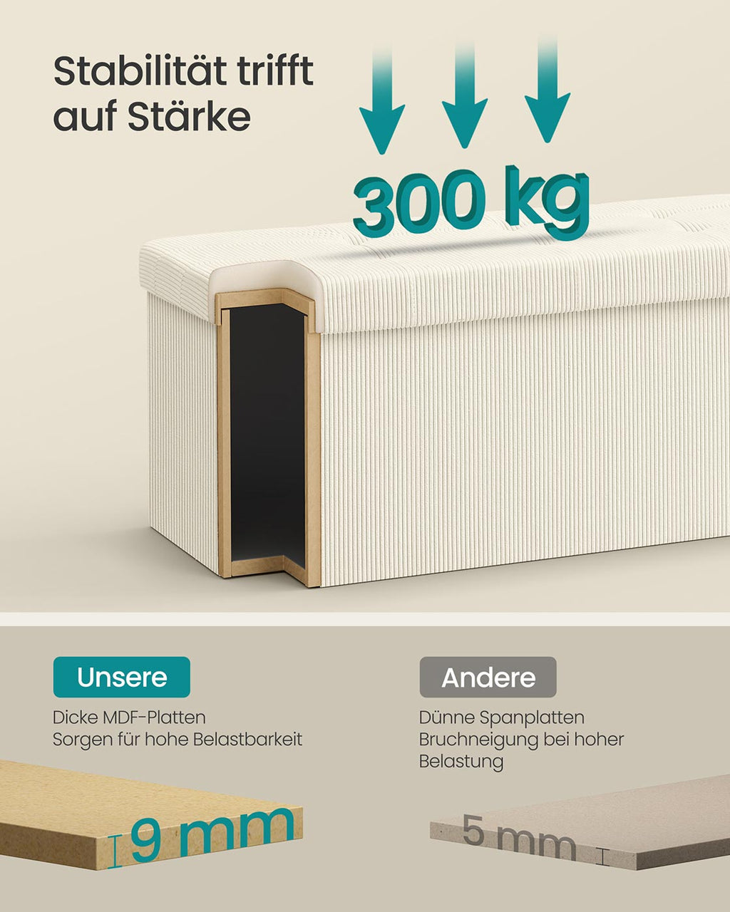 Sitzbank mit Stauraum und klappbarem Design