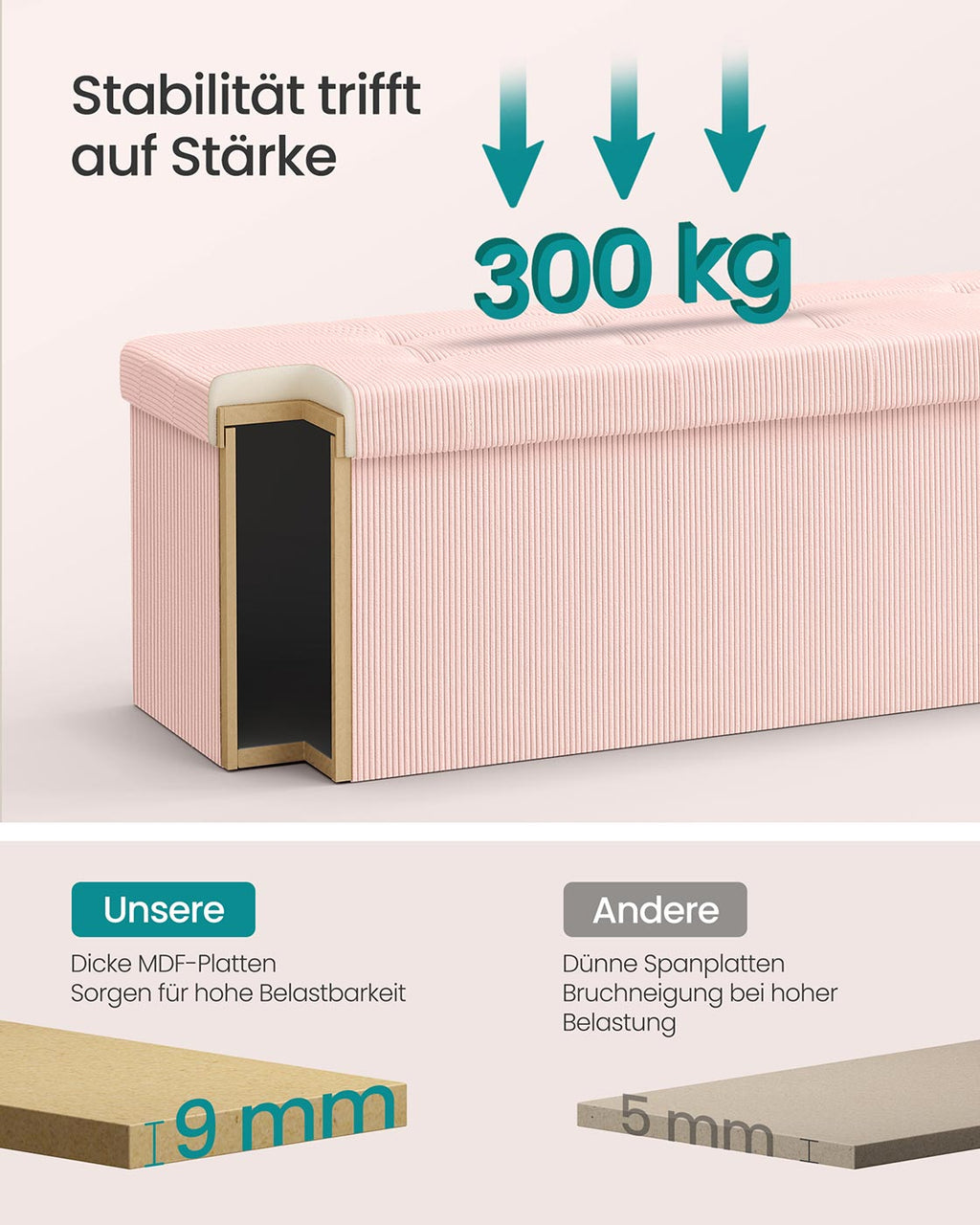 Sitzbank mit Stauraum und klappbarem Design