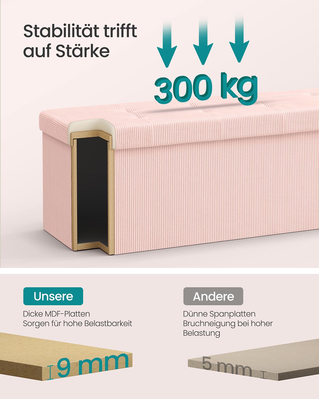Sitzbank mit Stauraum und klappbarem Design