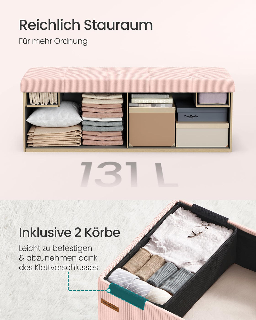 Sitzbank mit Stauraum und klappbarem Design