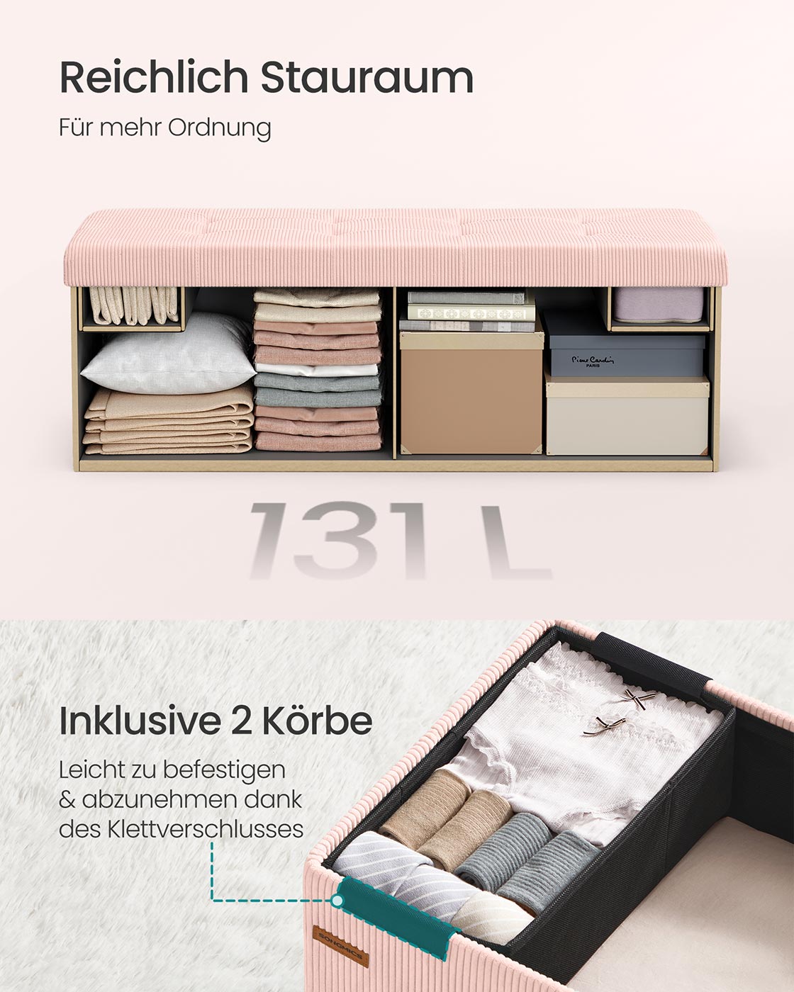 Sitzbank mit Stauraum und klappbarem Design