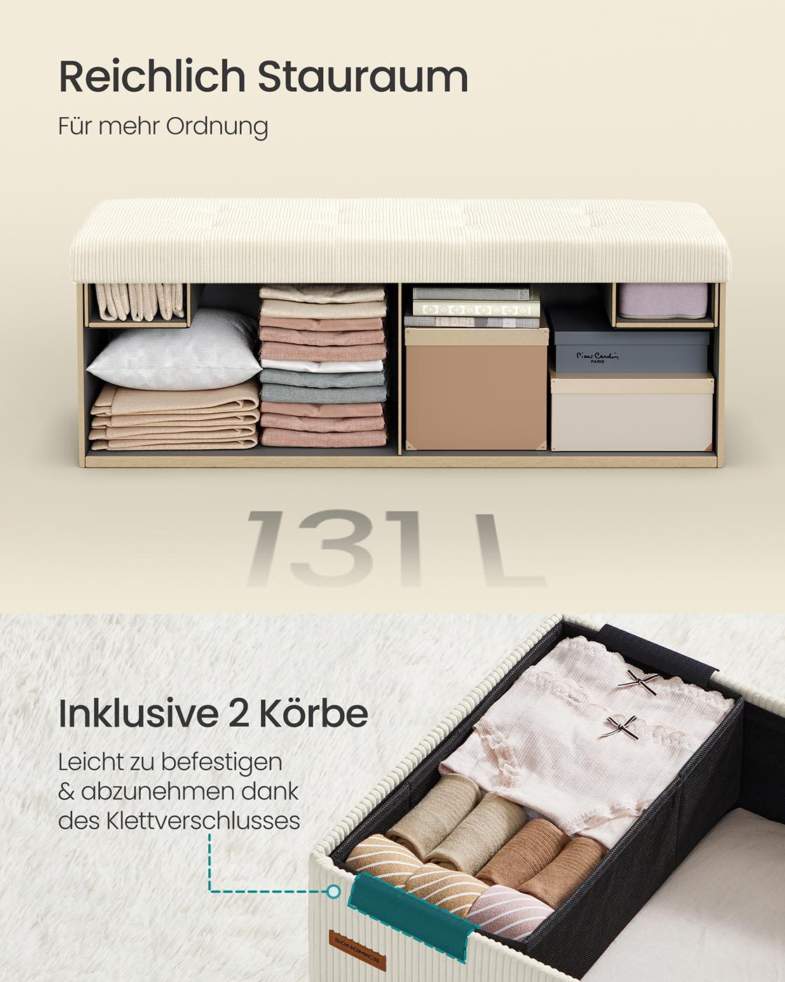 Sitzbank mit Stauraum und klappbarem Design