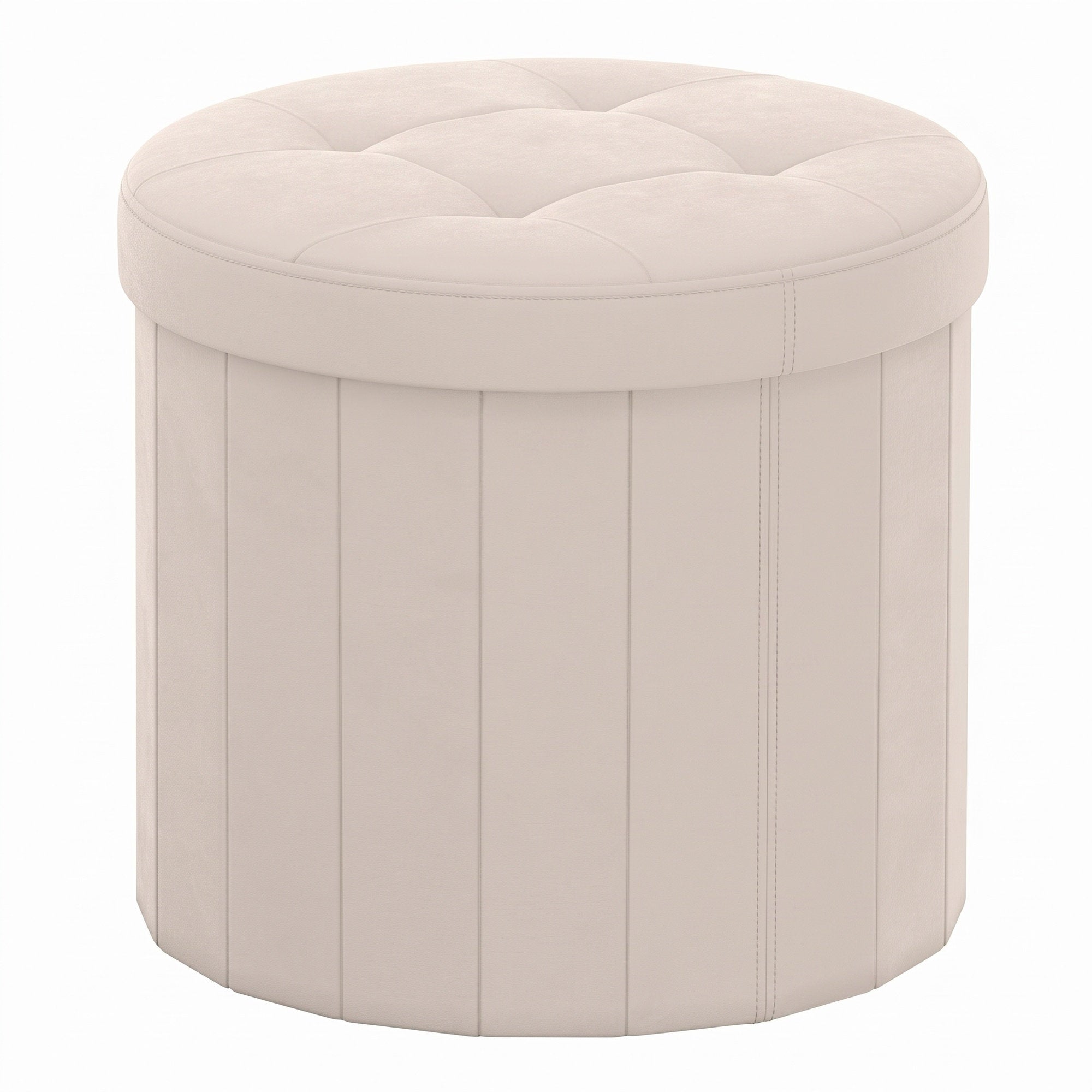 Sitzhocker rund, Fußhocker mit Stauraum, faltbarer Hocker mit abnehmbarem Deckel