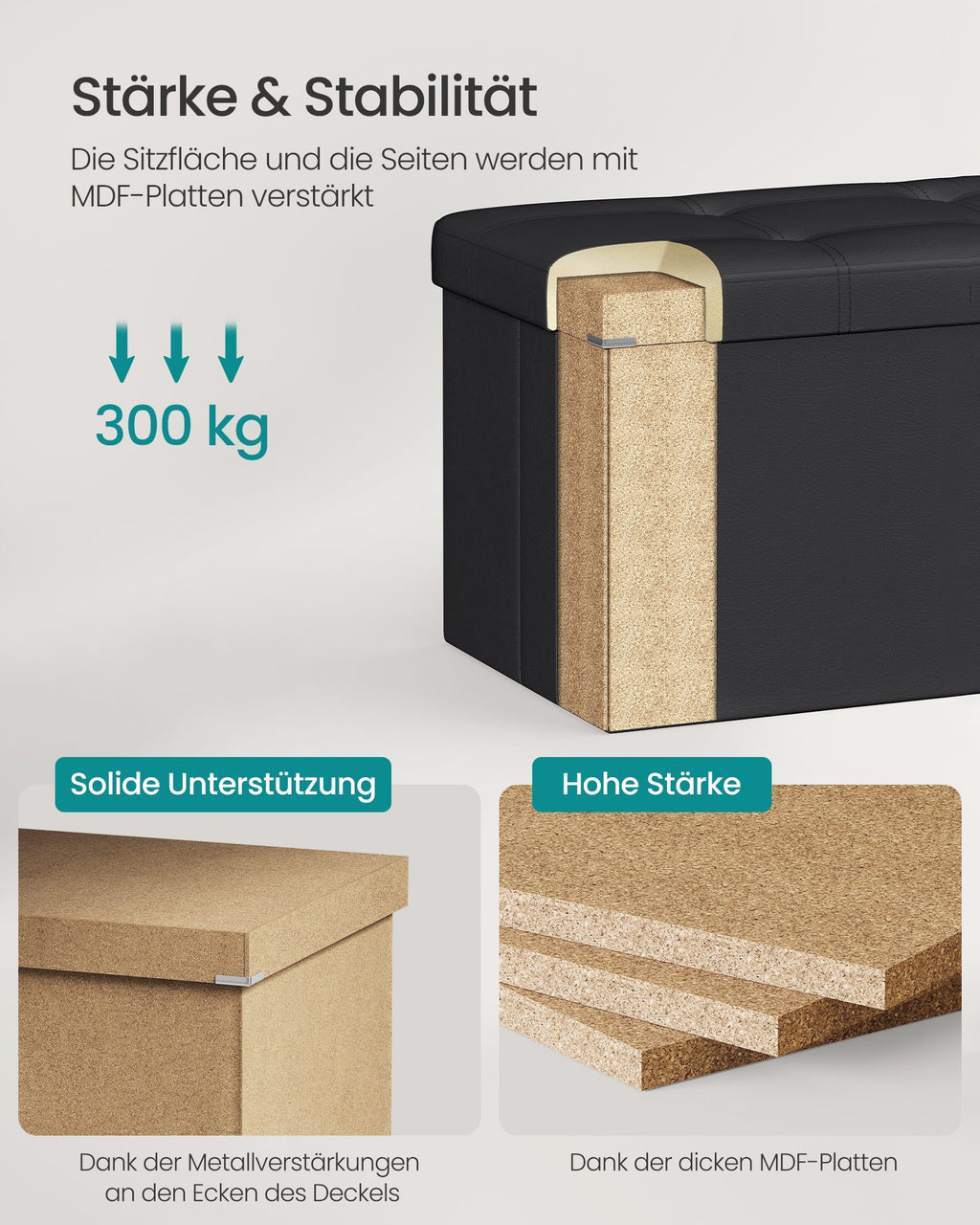 Polsterbank mit Stauraum 110 cm Schwarz