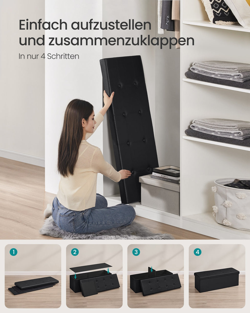 Polsterbank mit Stauraum 110 cm Schwarz