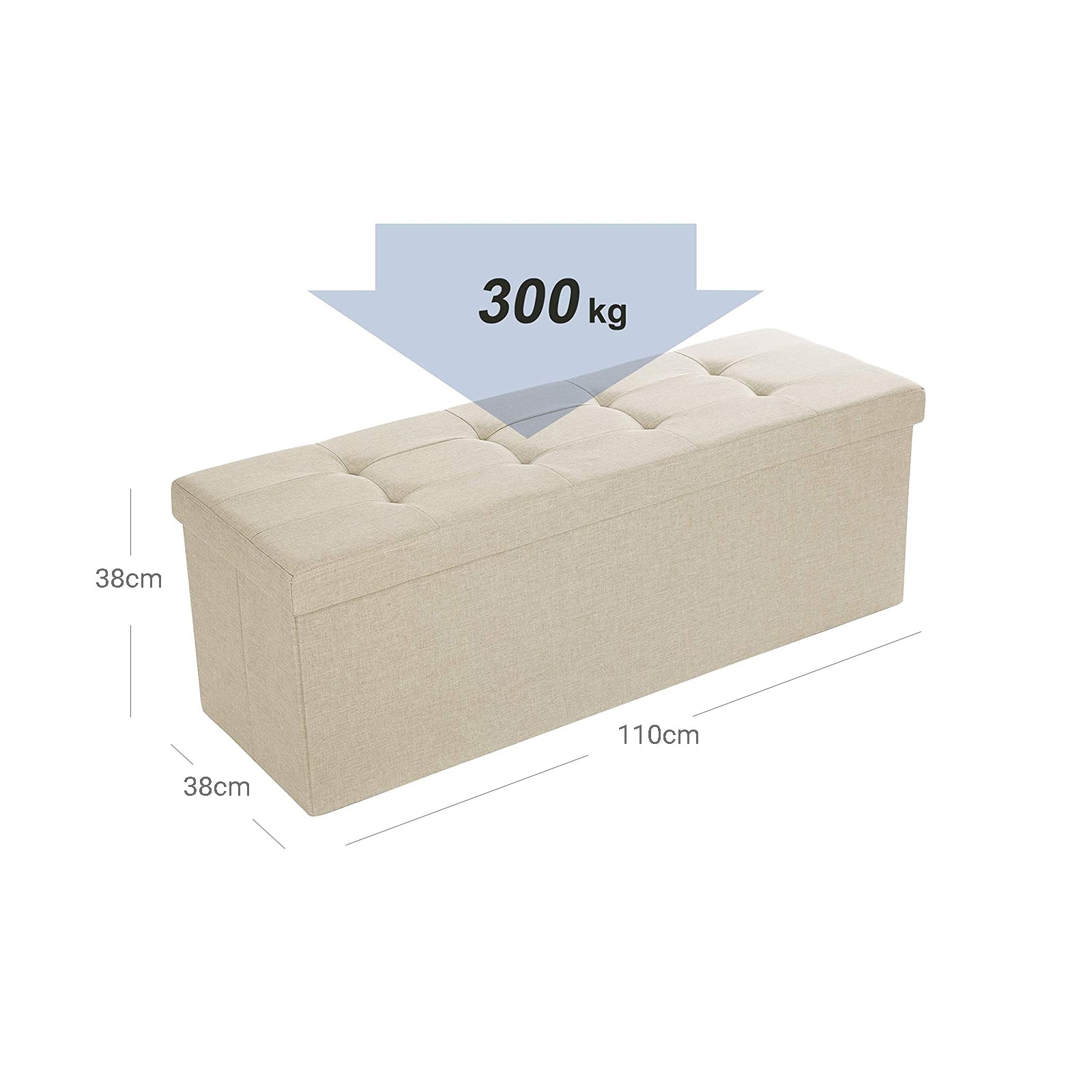 Sitzbank mit Stauraum, 38 x 110 x 38 cm, Sitztruhe
