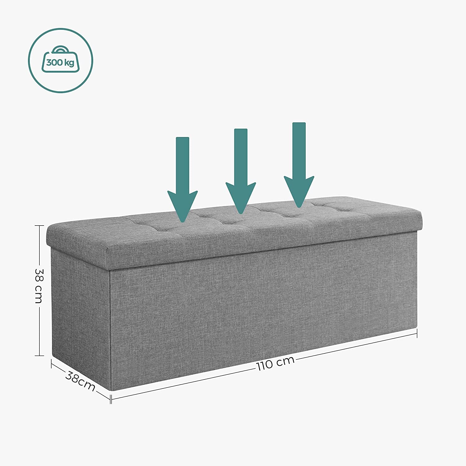Sitzbank mit Stauraum 110 cm Hellgrau