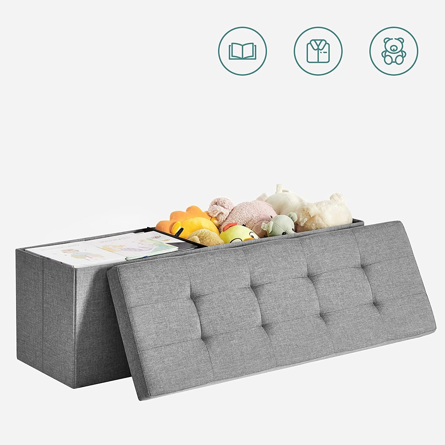 Sitzbank mit Stauraum 110 cm Hellgrau