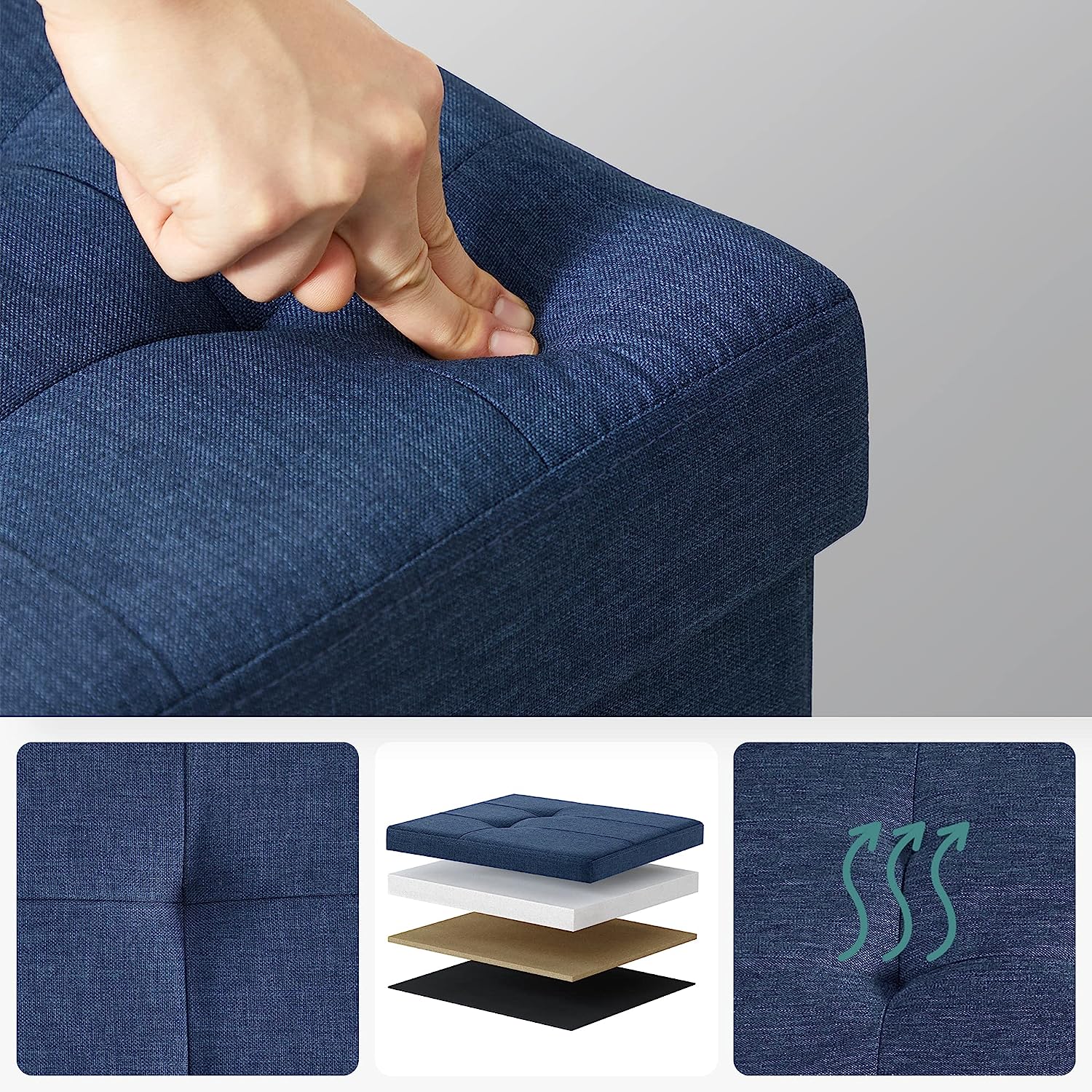 Sitzbank mit Stauraum, 38 x 110 x 38 cm, Sitztruhe