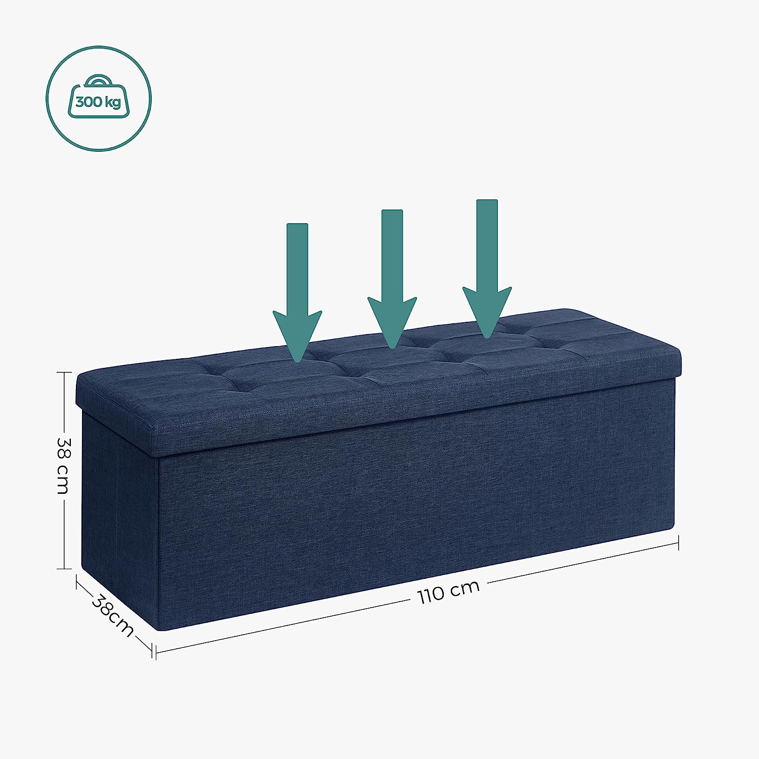 Sitzbank mit Stauraum, 38 x 110 x 38 cm, Sitztruhe