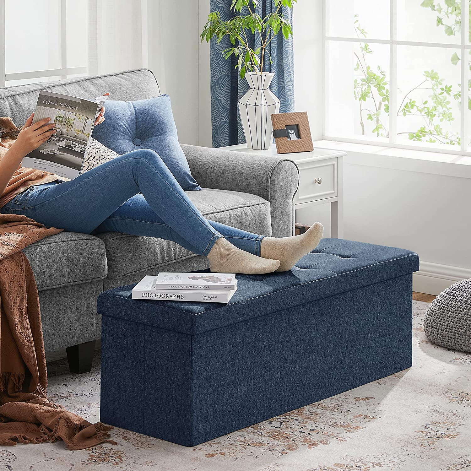 Sitzbank mit Stauraum, 38 x 110 x 38 cm, Sitztruhe