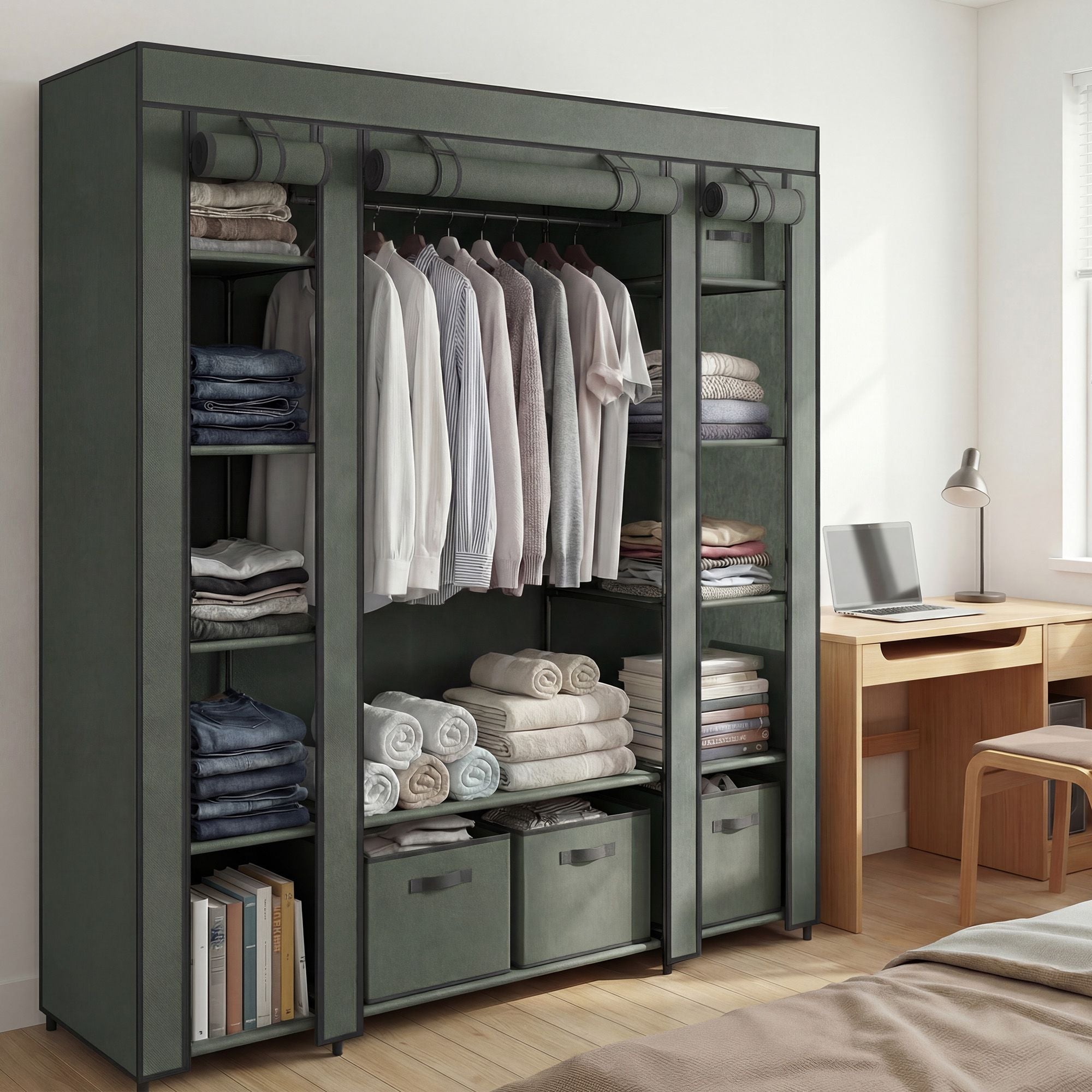 Kleiderschrank, Stoffschrank, mit Überzug aus Vliesstoff