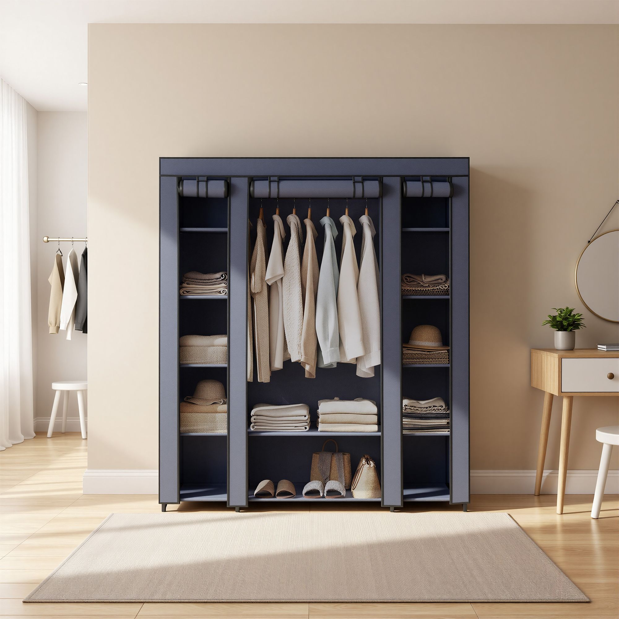 Kleiderschrank, Stoffschrank, mit Überzug aus Vliesstoff