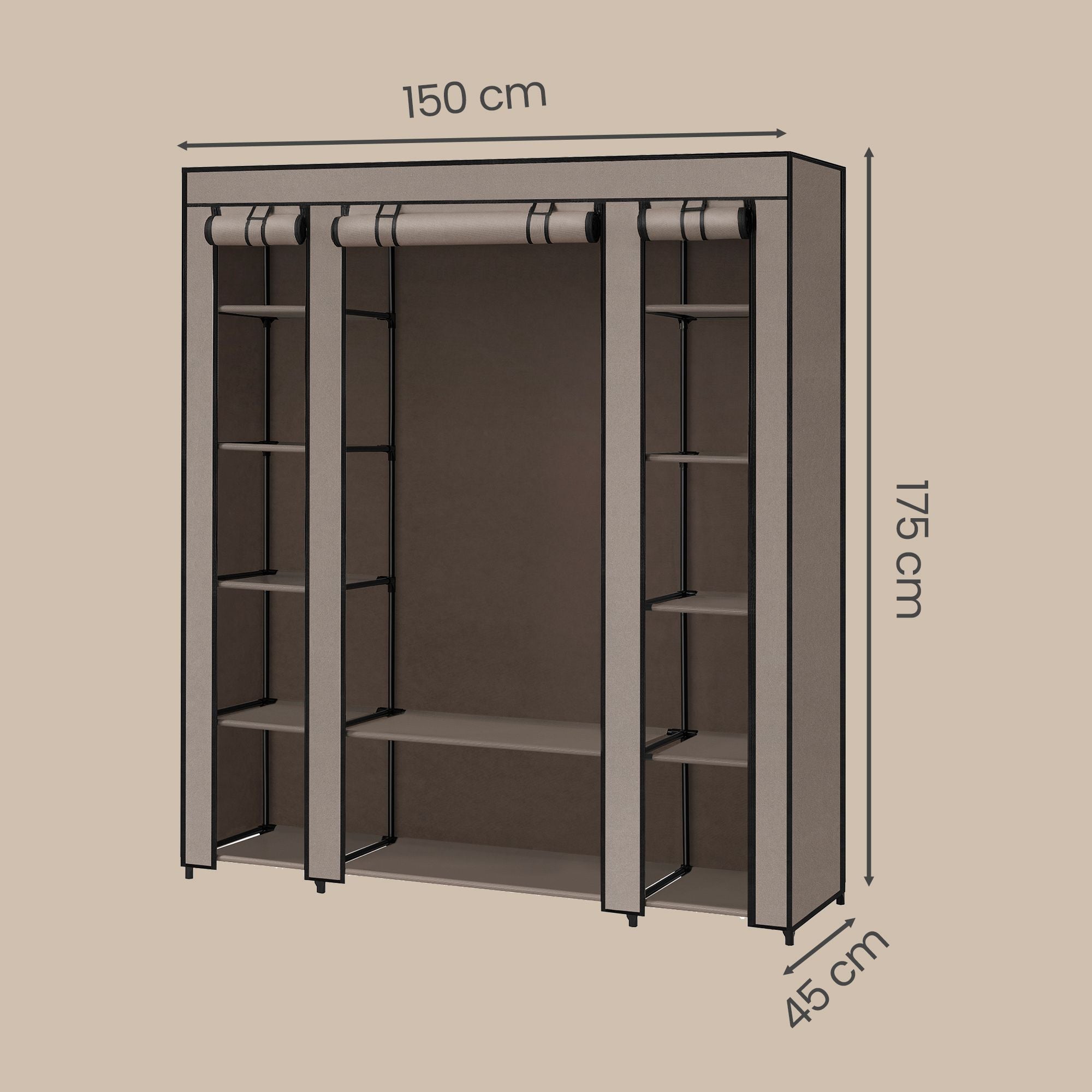 Kleiderschrank, Stoffschrank, mit Überzug aus Vliesstoff