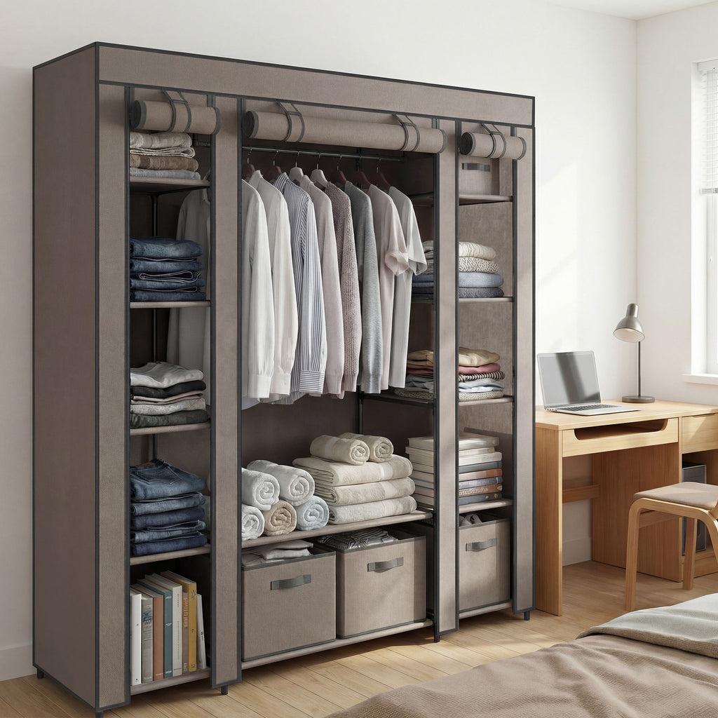 Kleiderschrank, Stoffschrank, mit Überzug aus Vliesstoff